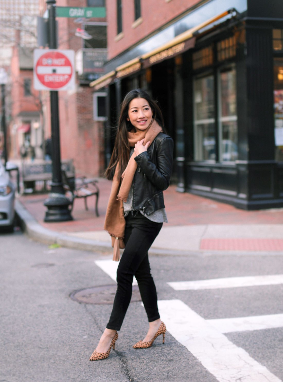 leopard heels outfit petite fashion blog