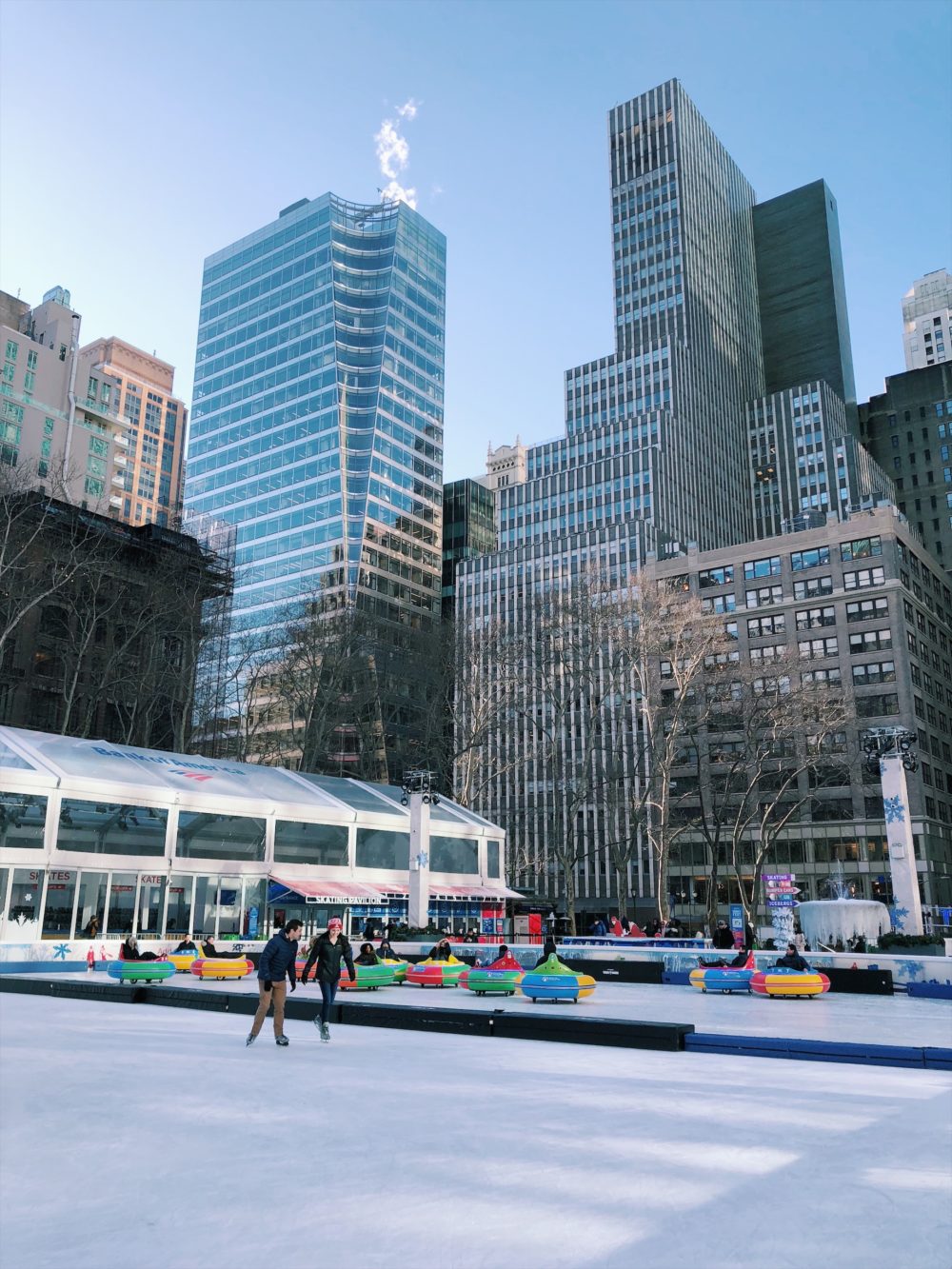 bryant park nyc skating rink bumper cars on ice