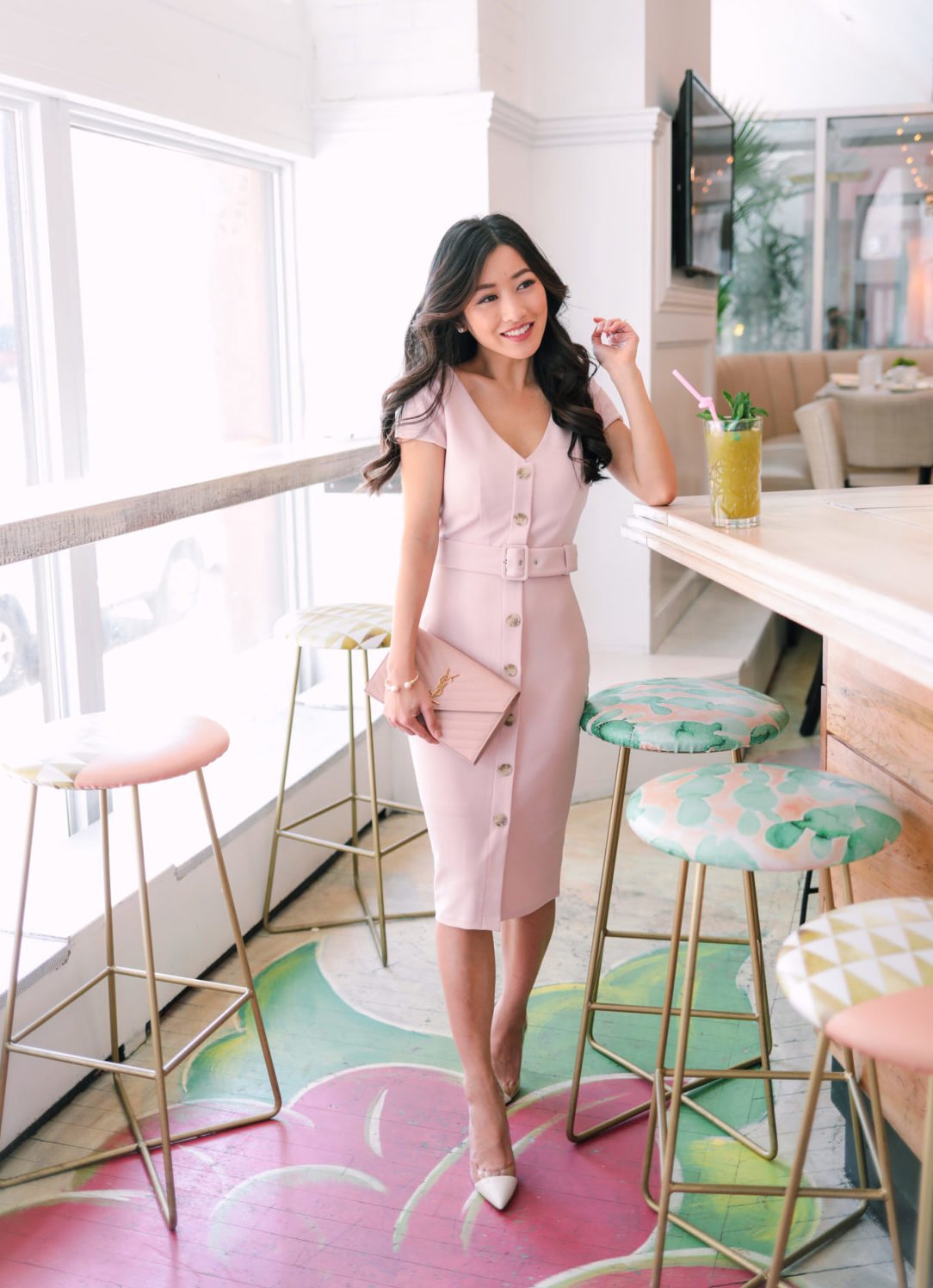 blush pink sheath dress elegant style for petites