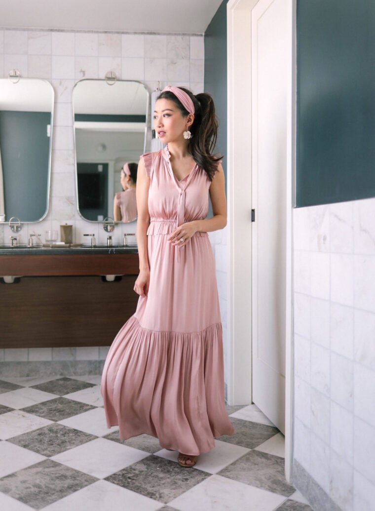 stylish petite blog pink maxi dress headband