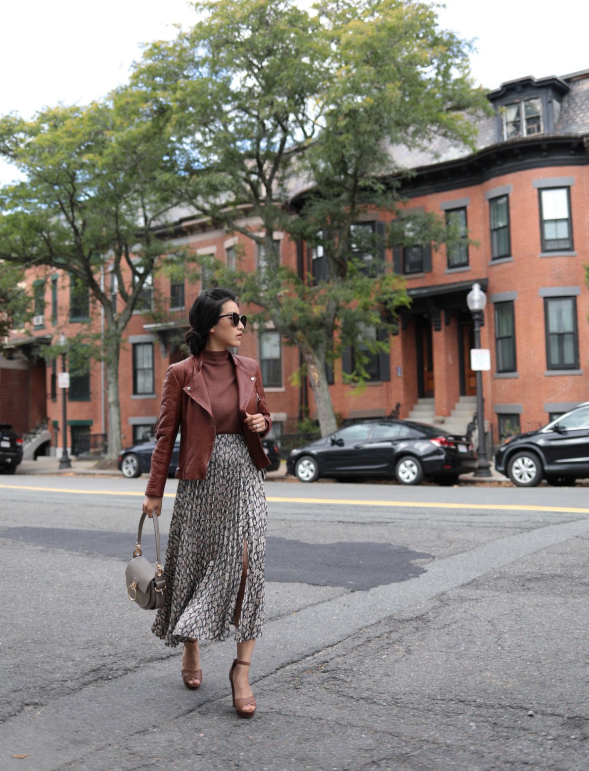 leather jacket fall outfit by extra petite fashion blog