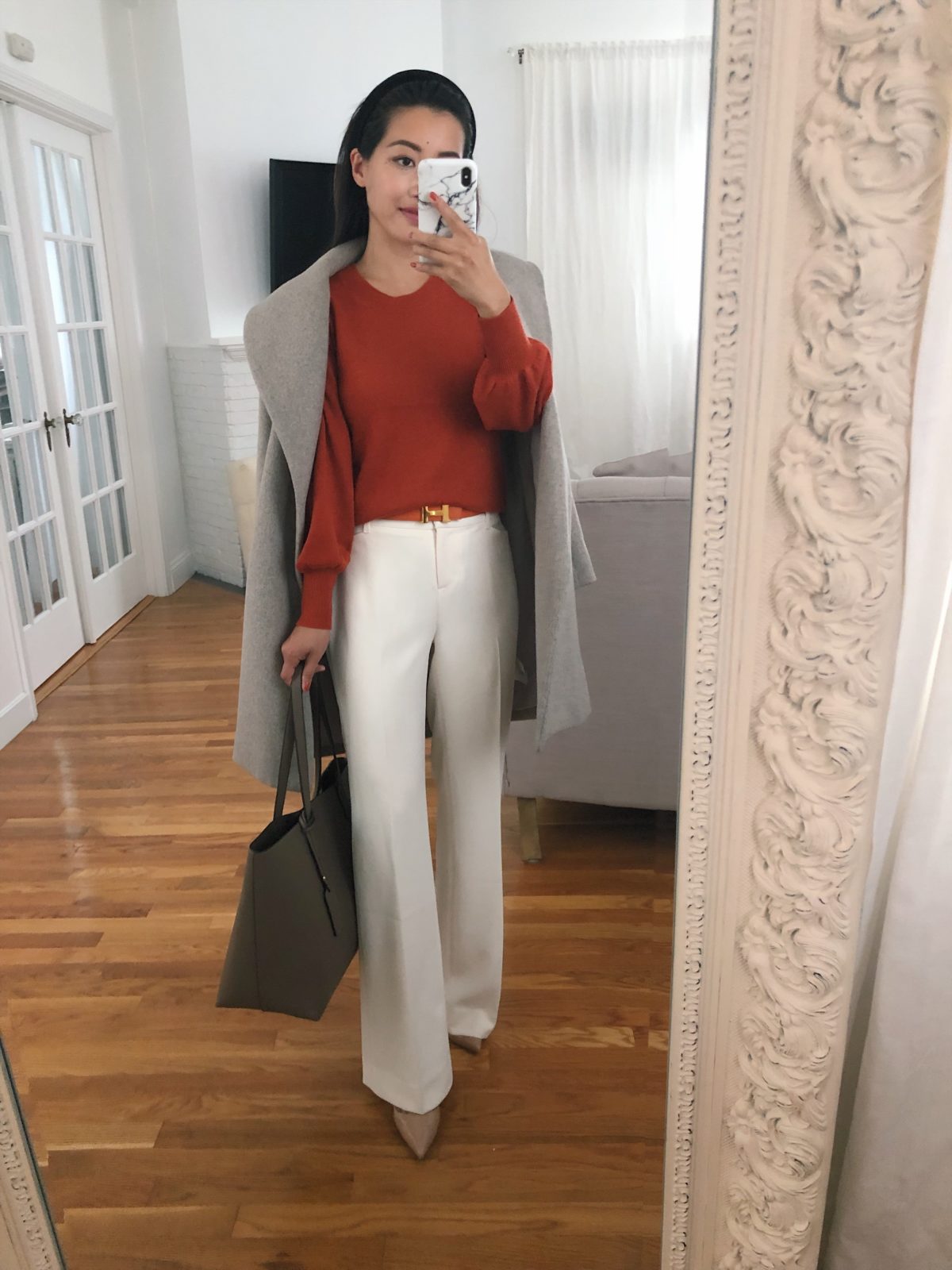 how to style white pants for fall work outfits