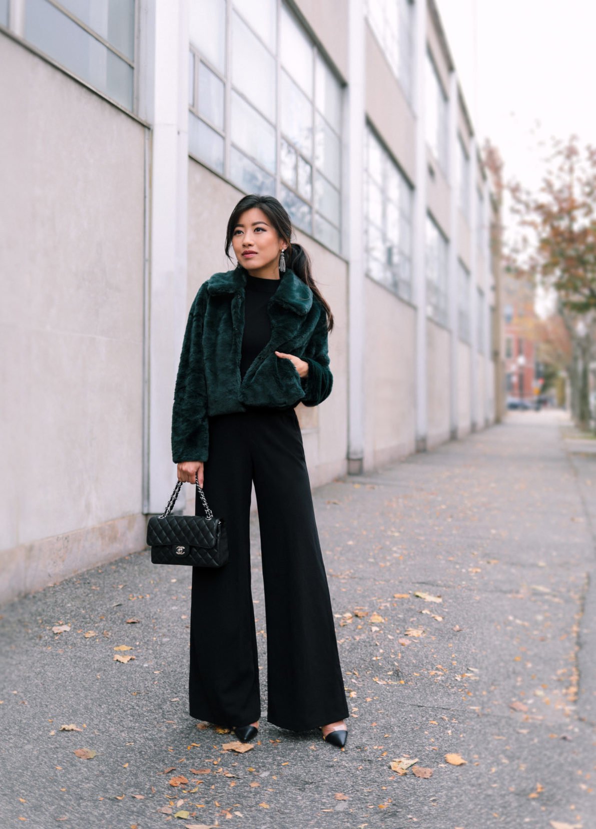 holiday party outfit petite black jumpsuit