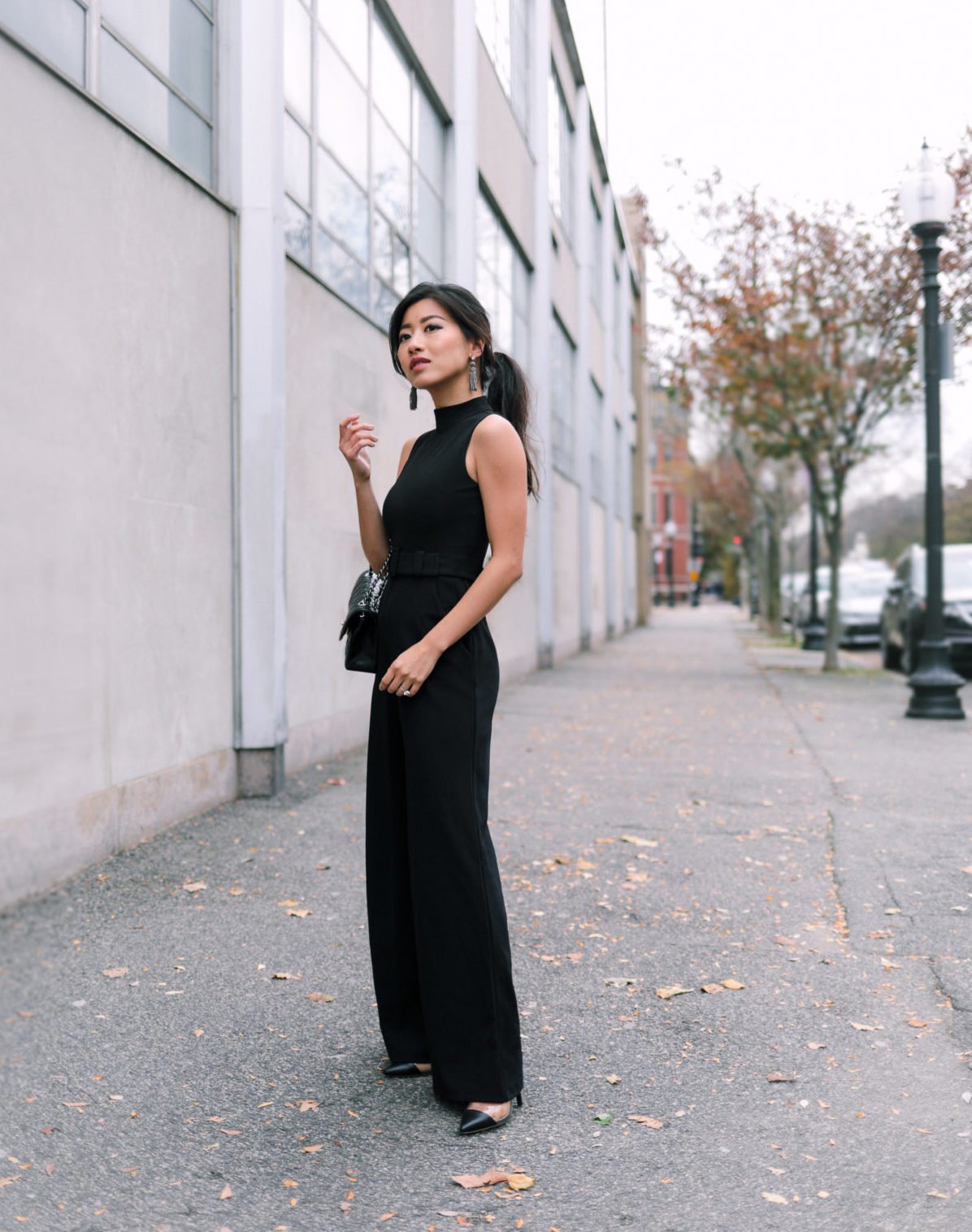 black jumpsuit petite new years eve party outfit