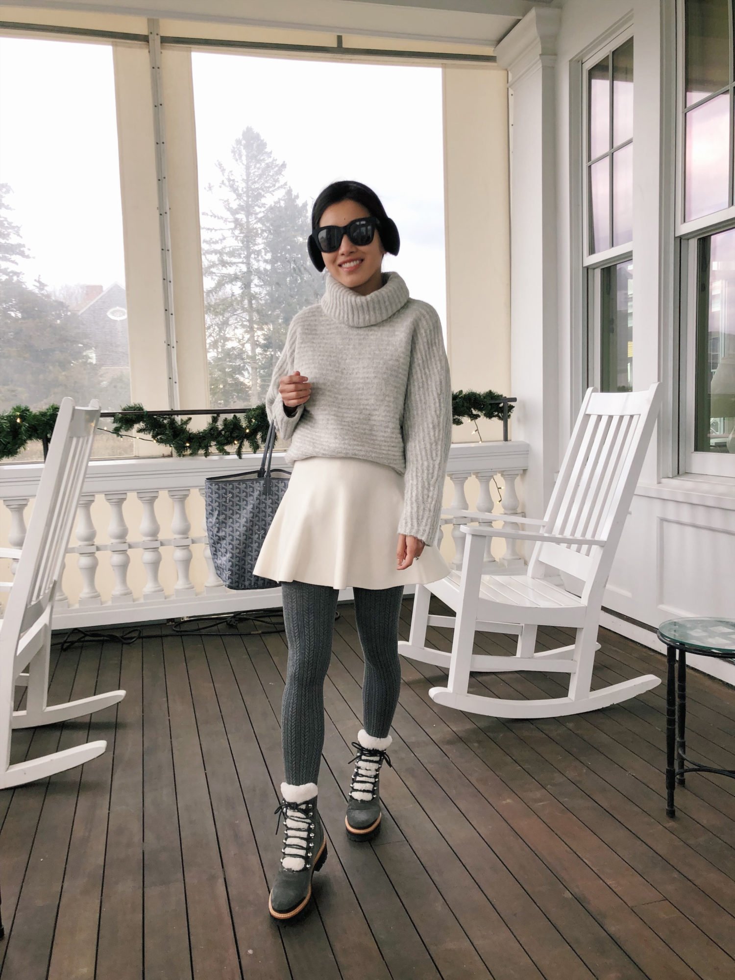 how to style hiker boots with a skirt