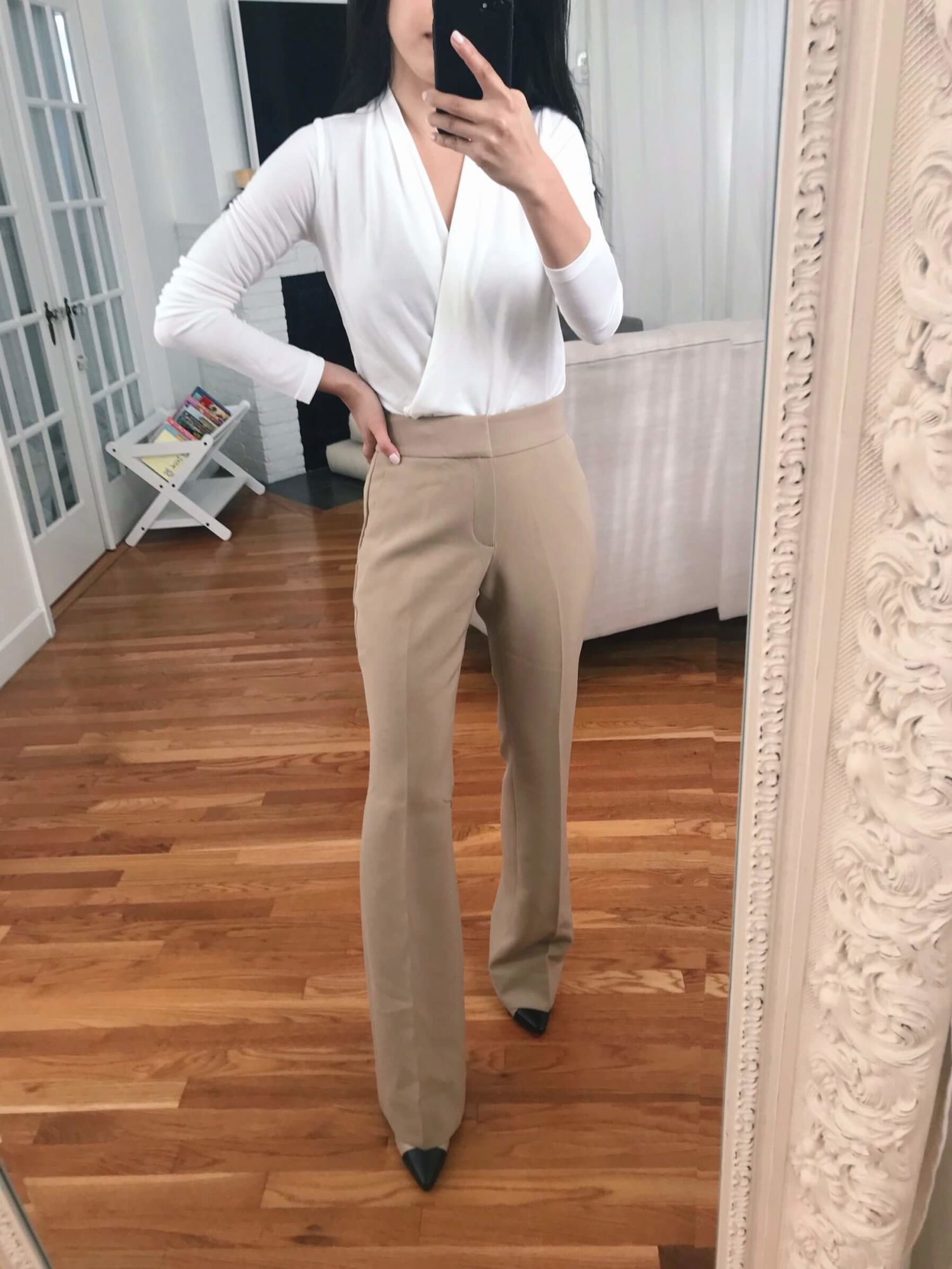 white crossover wrap top petite