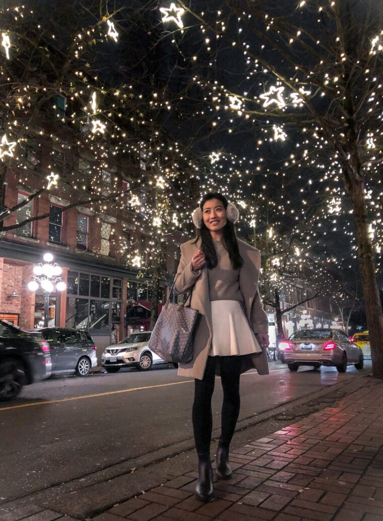 vancouver gastown rainy day winter outfit