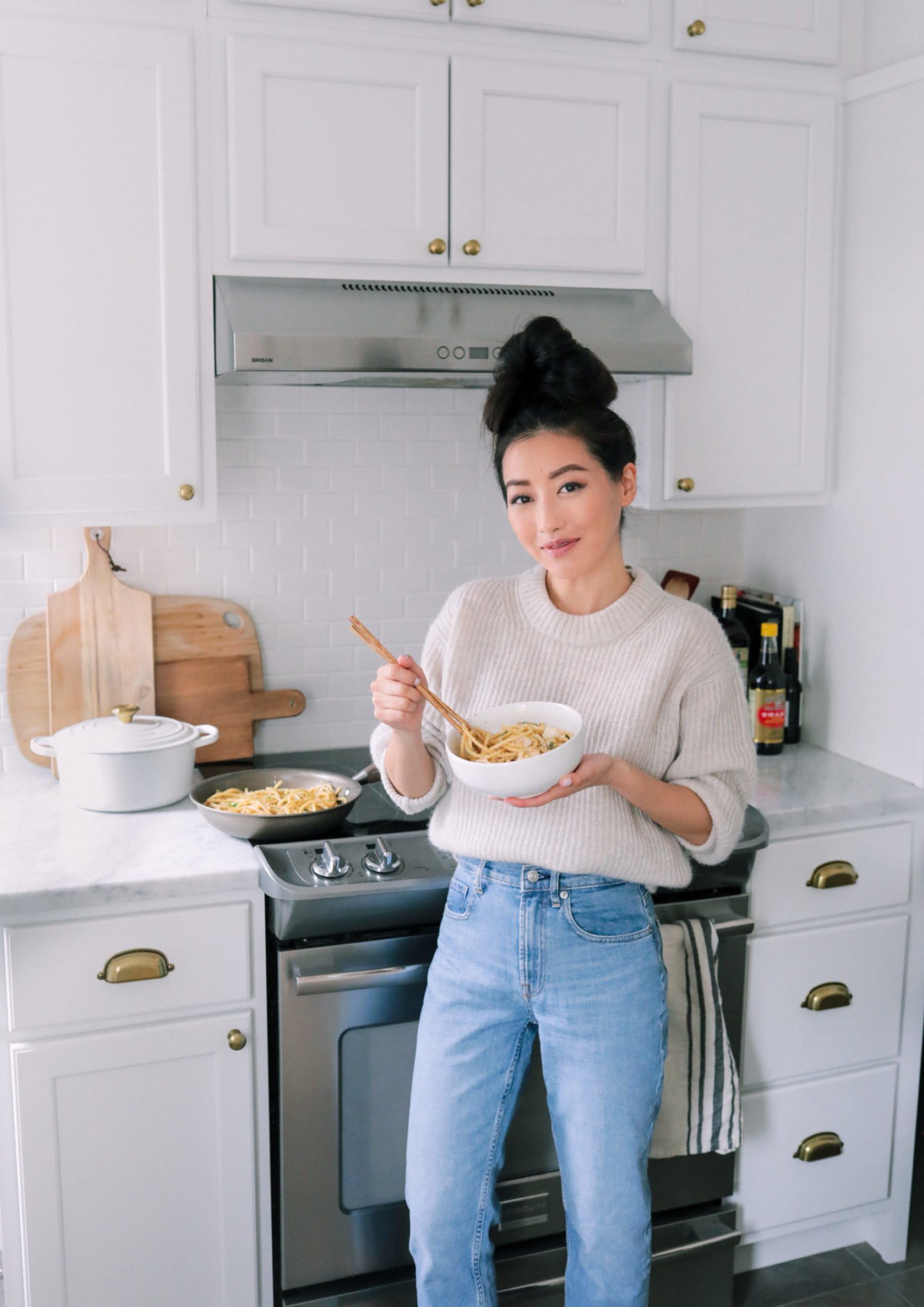 everlane alpaca sweater asian garlic noodles recipe