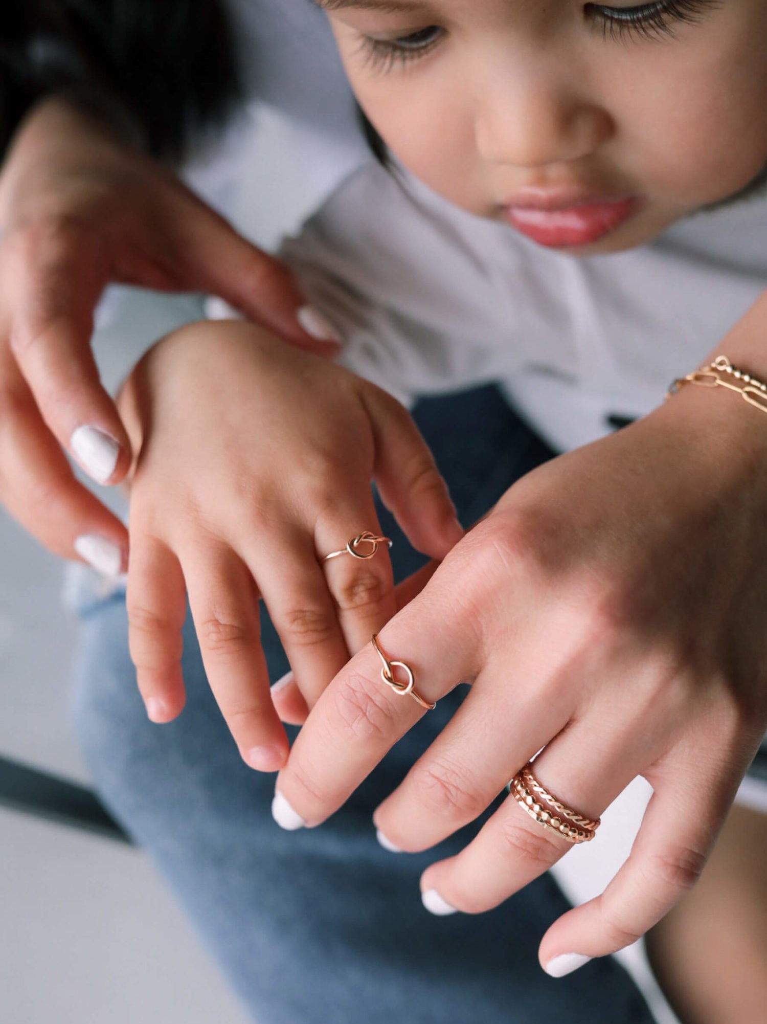 mommy and me matching dainty knot gold rings little girls jewelry