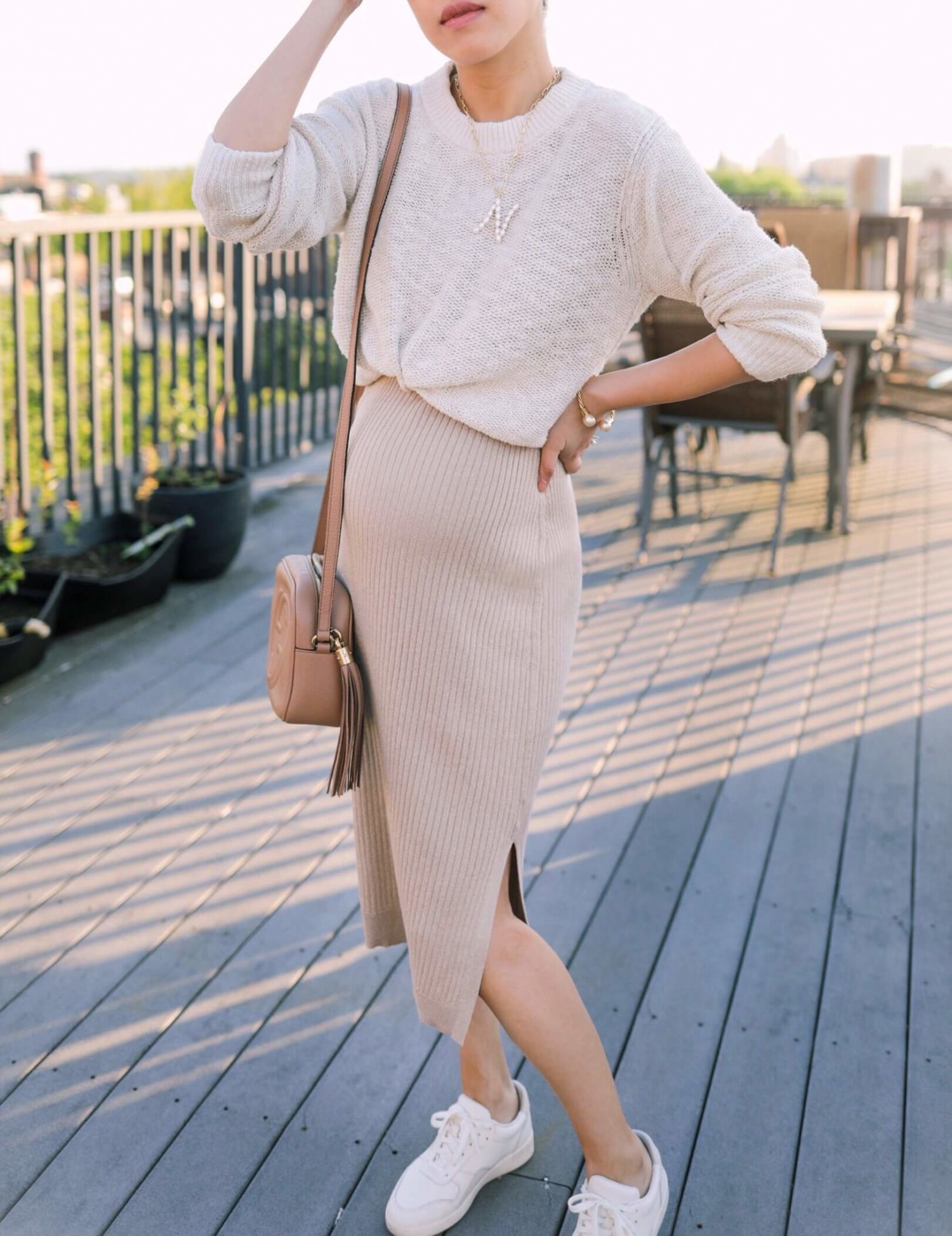 petite and maternity friendly sweater dress summer outfit
