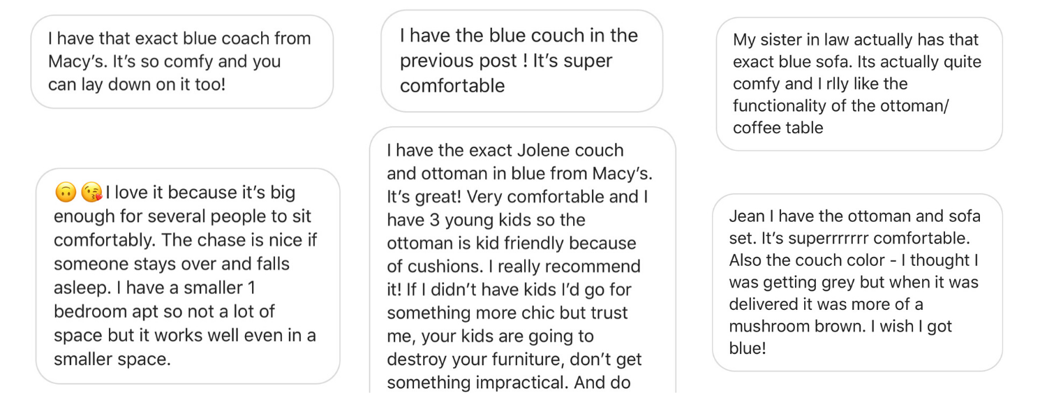 Macy's Jollene sofa reviews