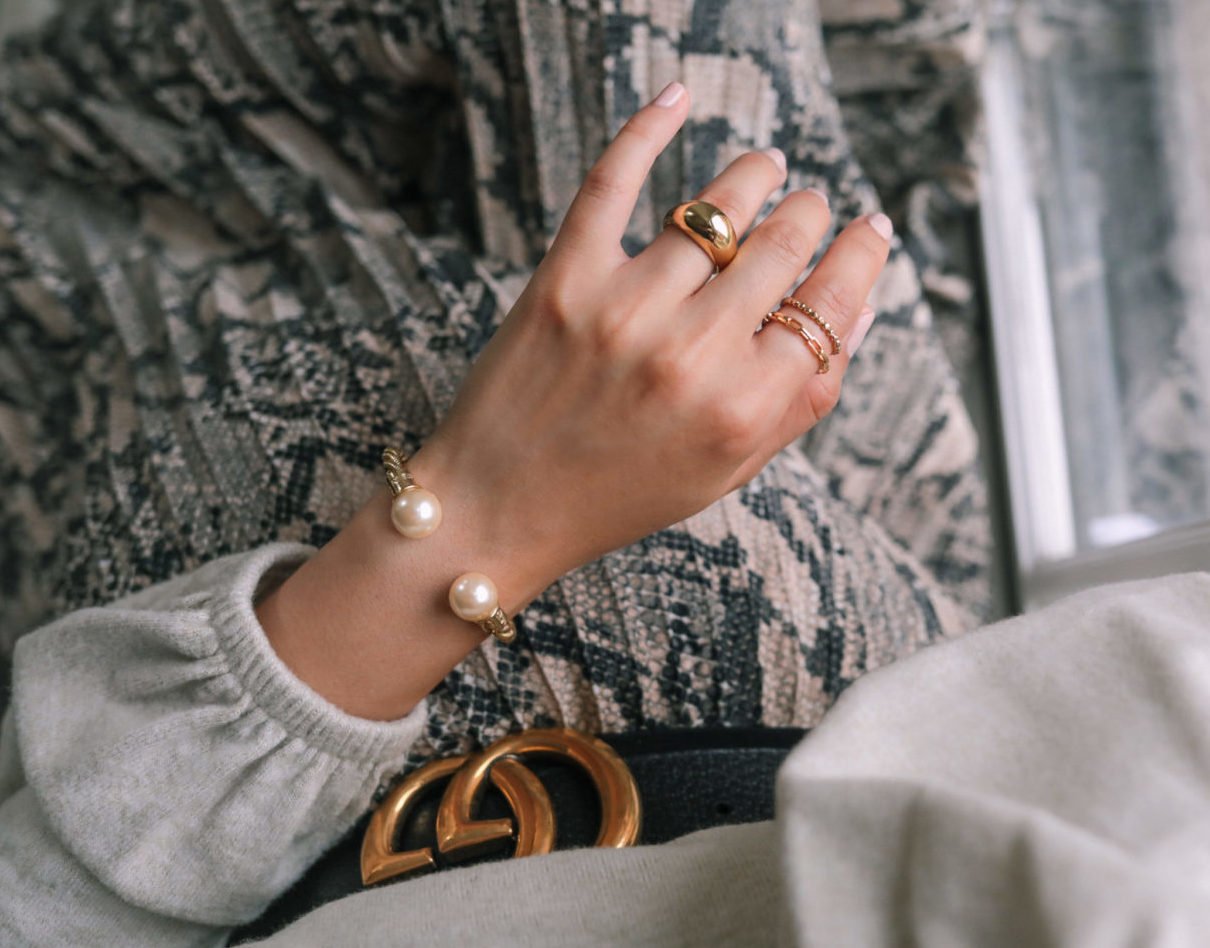 baublebar chain link ring maro ring pearl bracelet