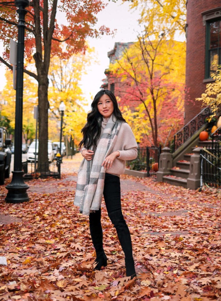 reversible plaid and leopard scarf