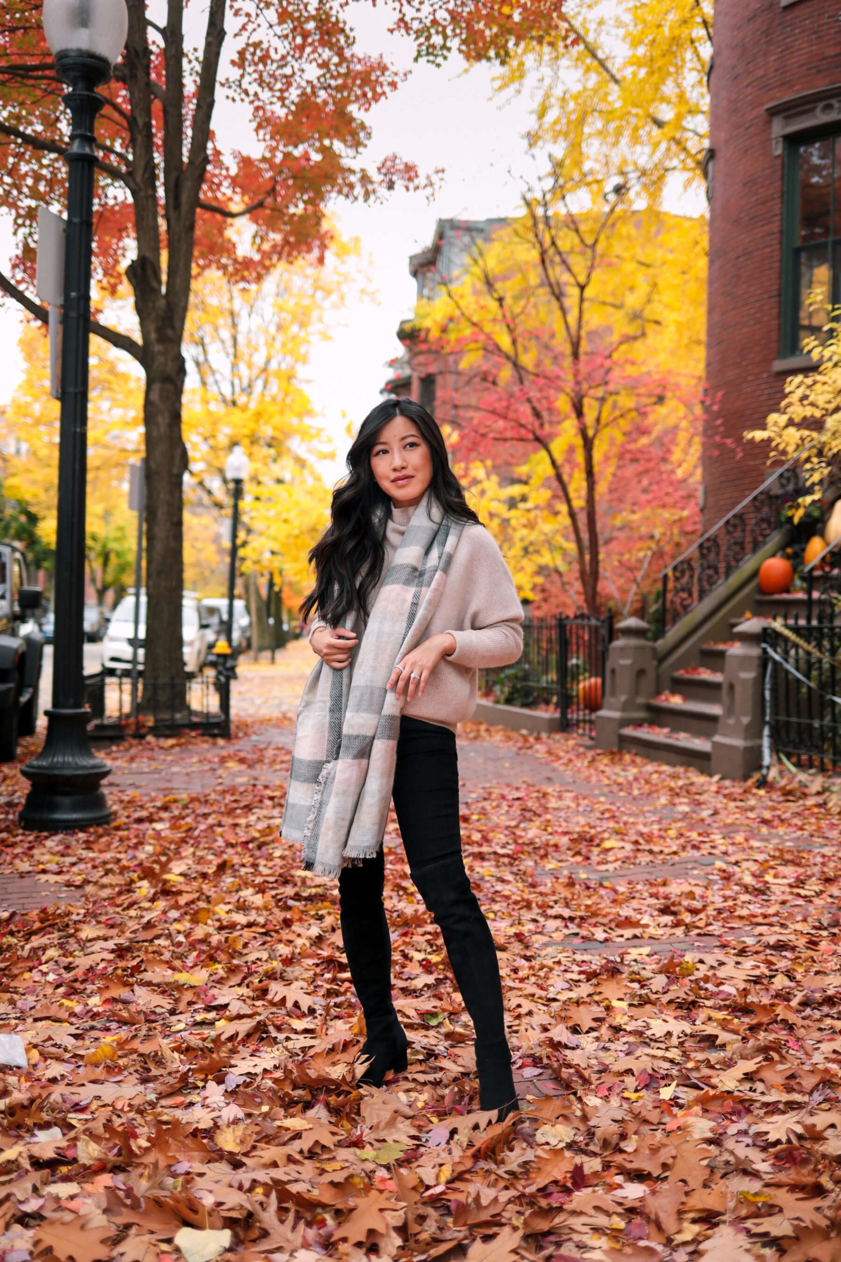 reversible plaid and leopard scarf