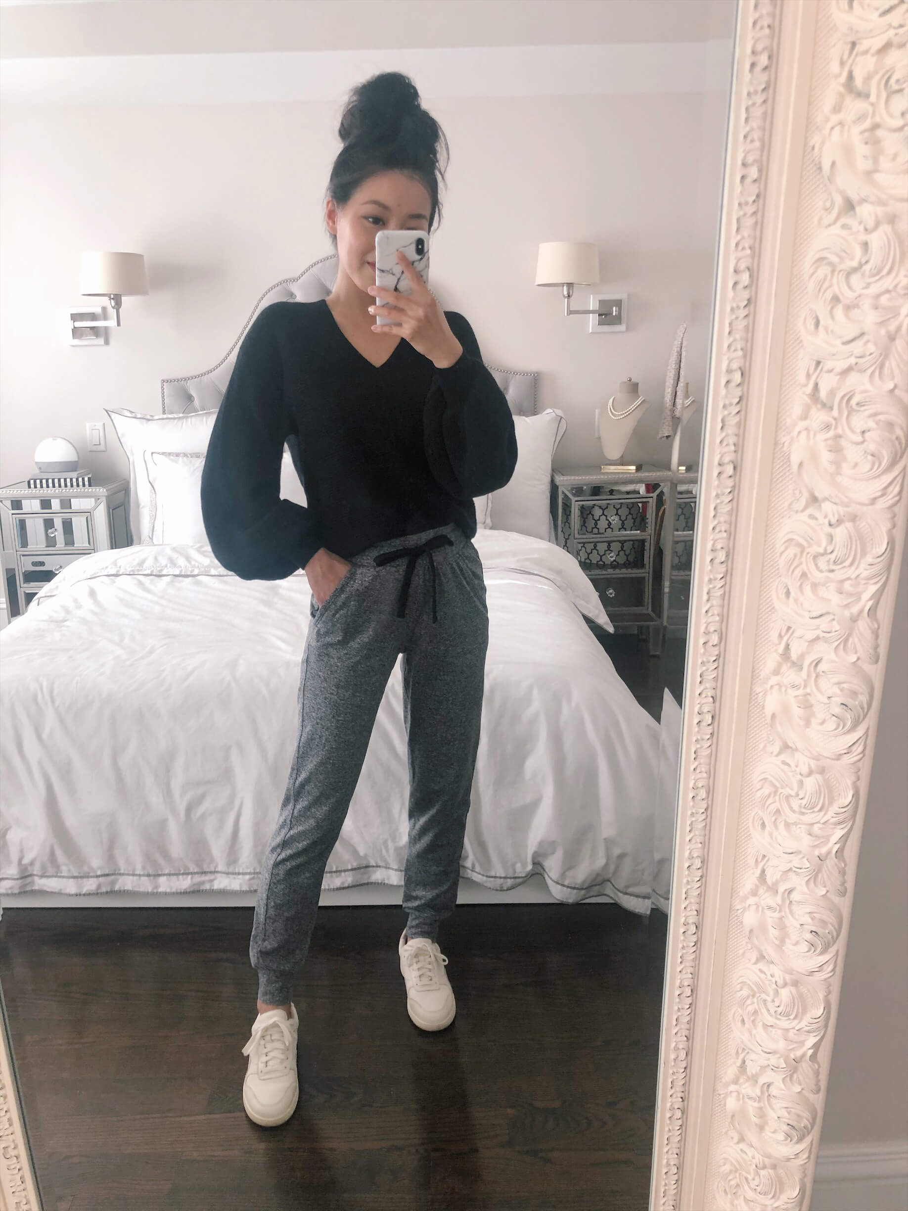 Black balloon sleeve sweater