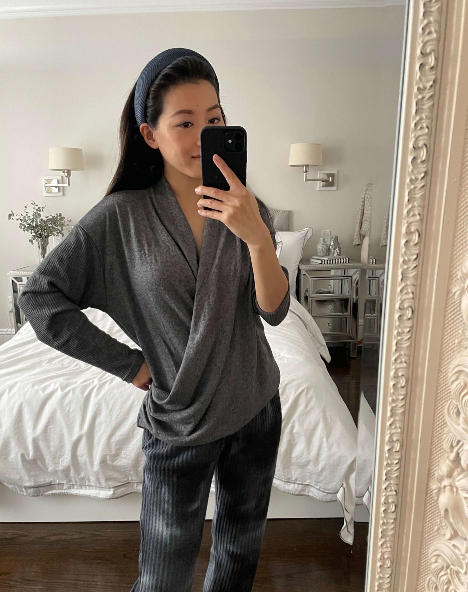 nursing friendly wrap top outfit