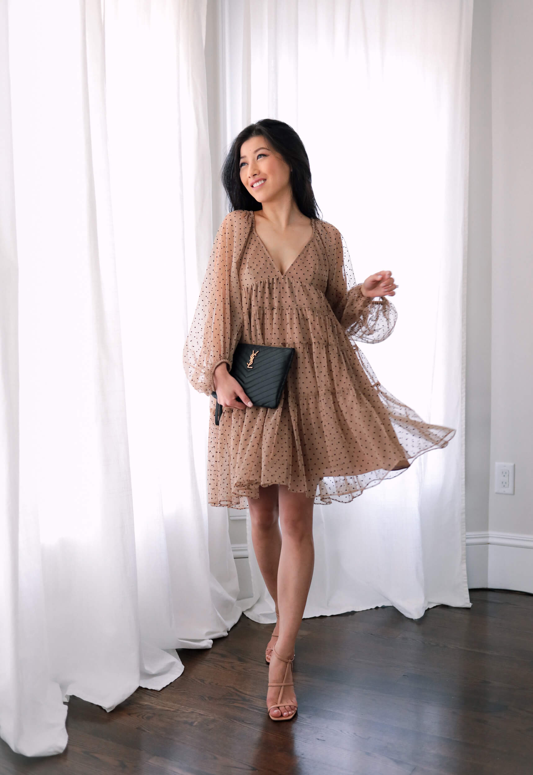 Staud mini dress saint laurent pouch