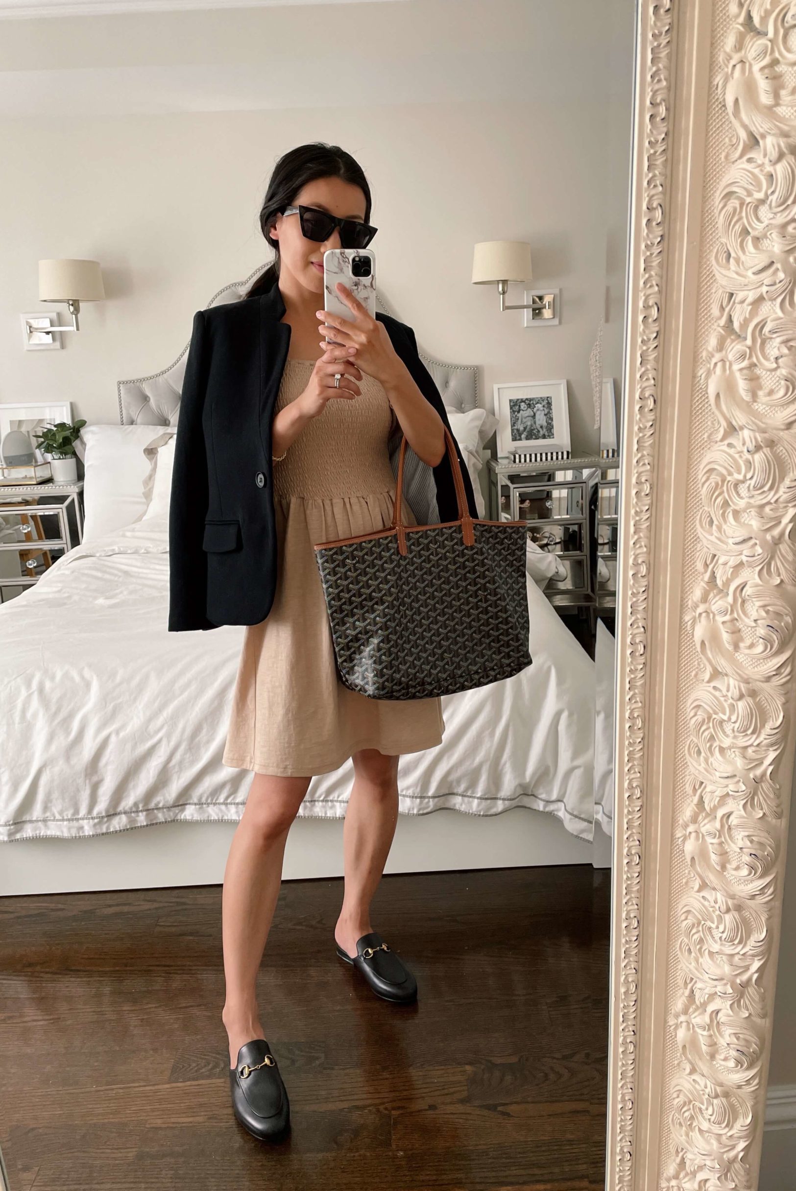 business casual Gucci loafer outfit