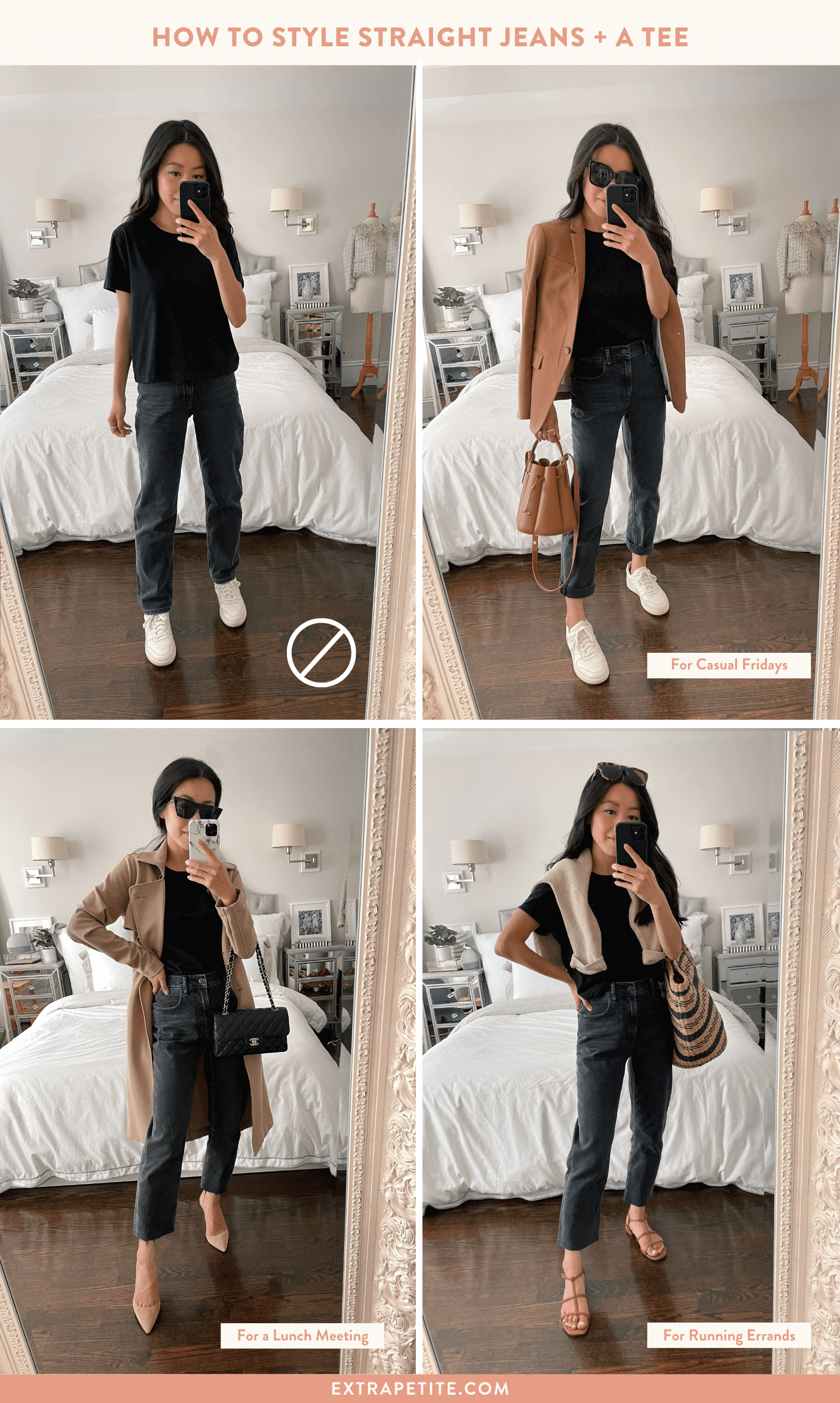 how to style straight leg jeans petite outfits
