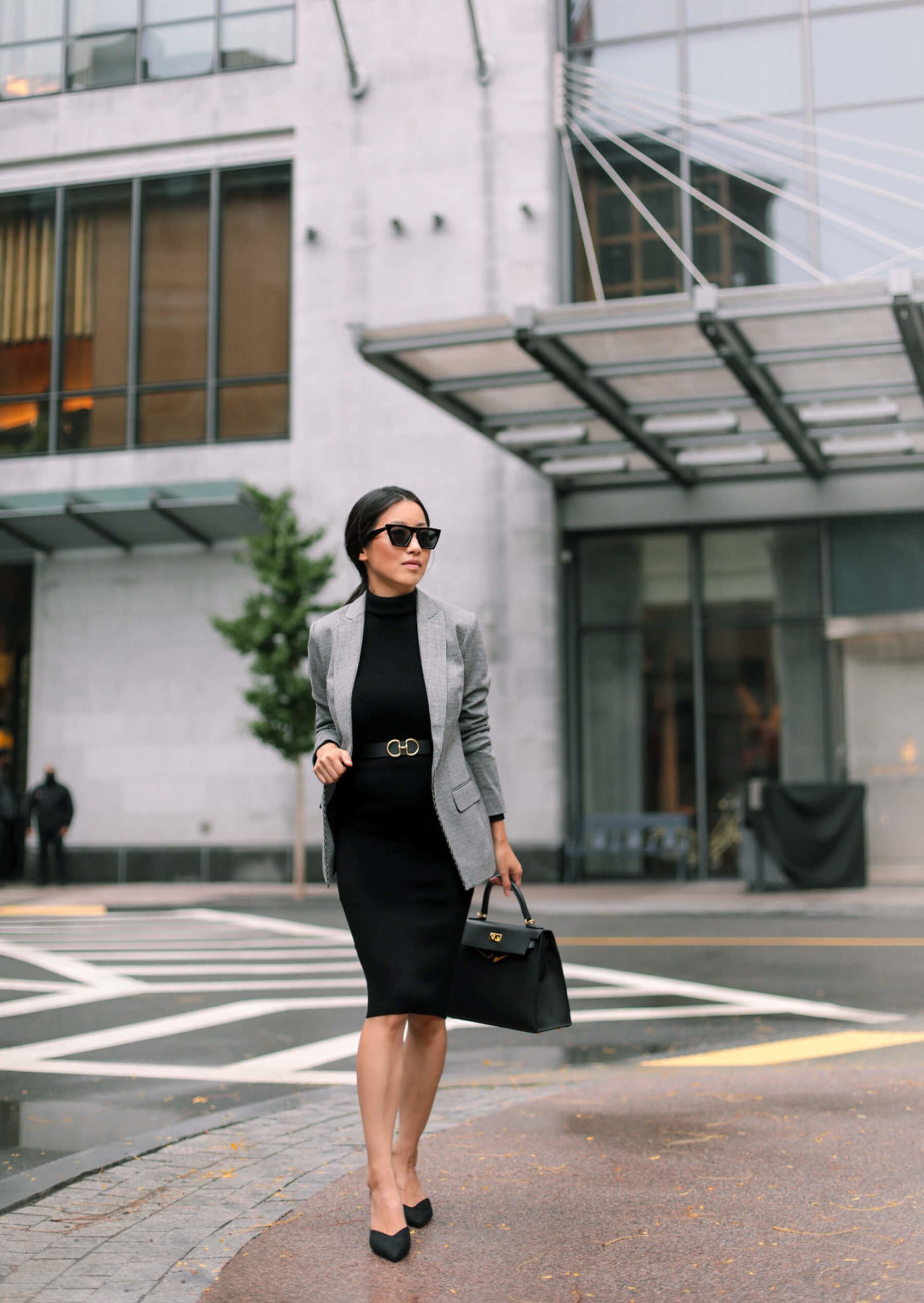 petite black turtleneck dress
