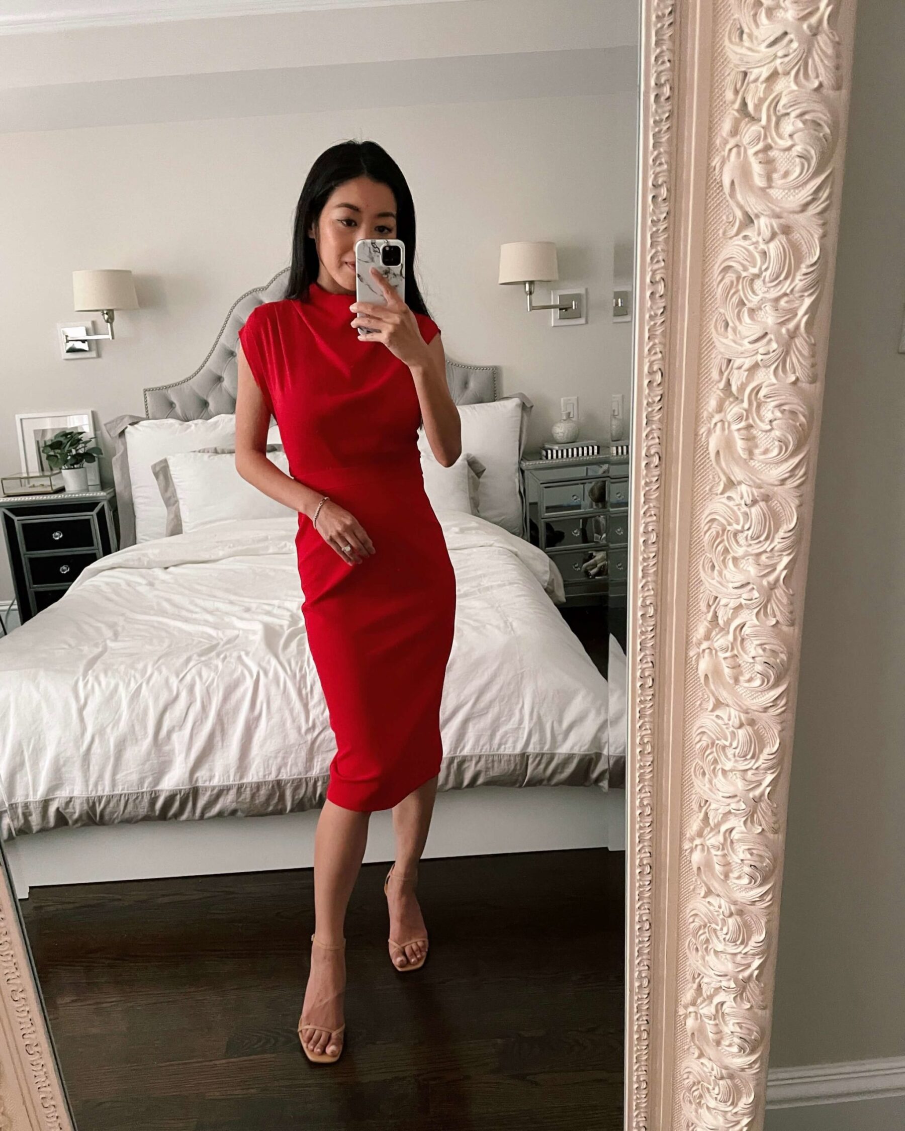 petite midi length holiday dress