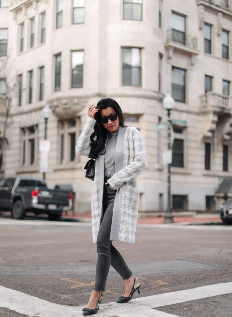 Ann Taylor houndstooth cardigan coat