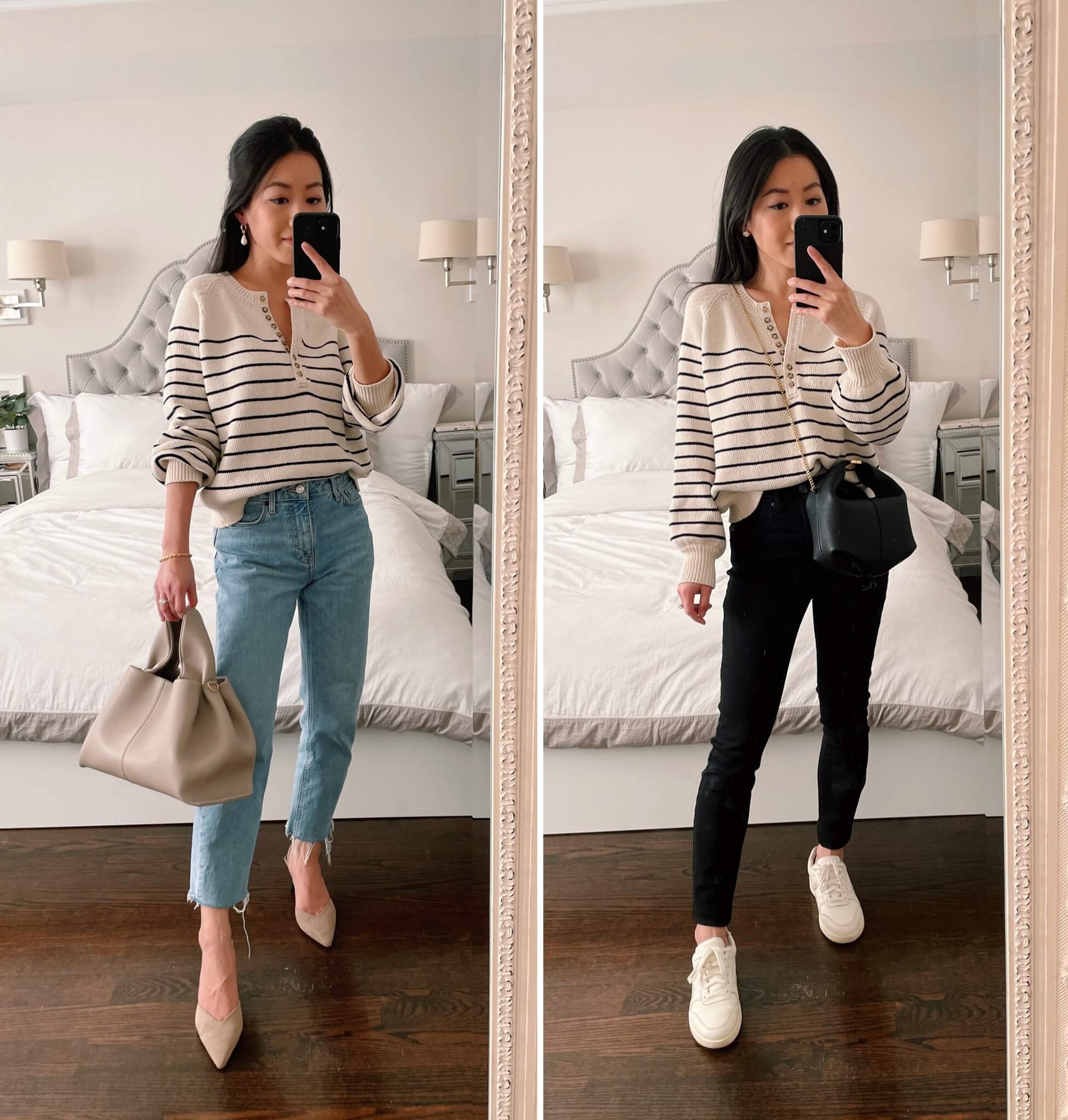 how to style a striped sweater