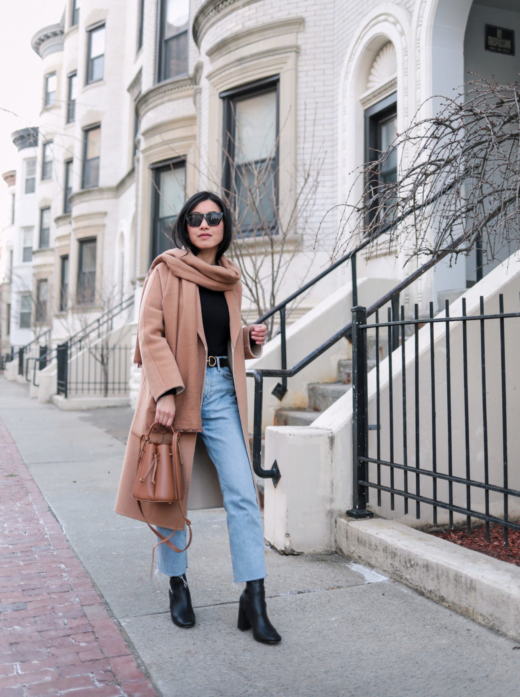 how to layer in the winter camel coat petite