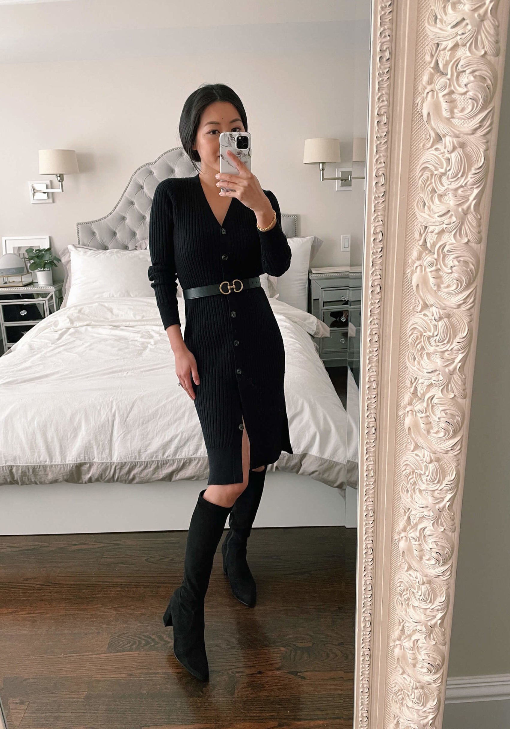 edited pieces sweater dress slim calf boots