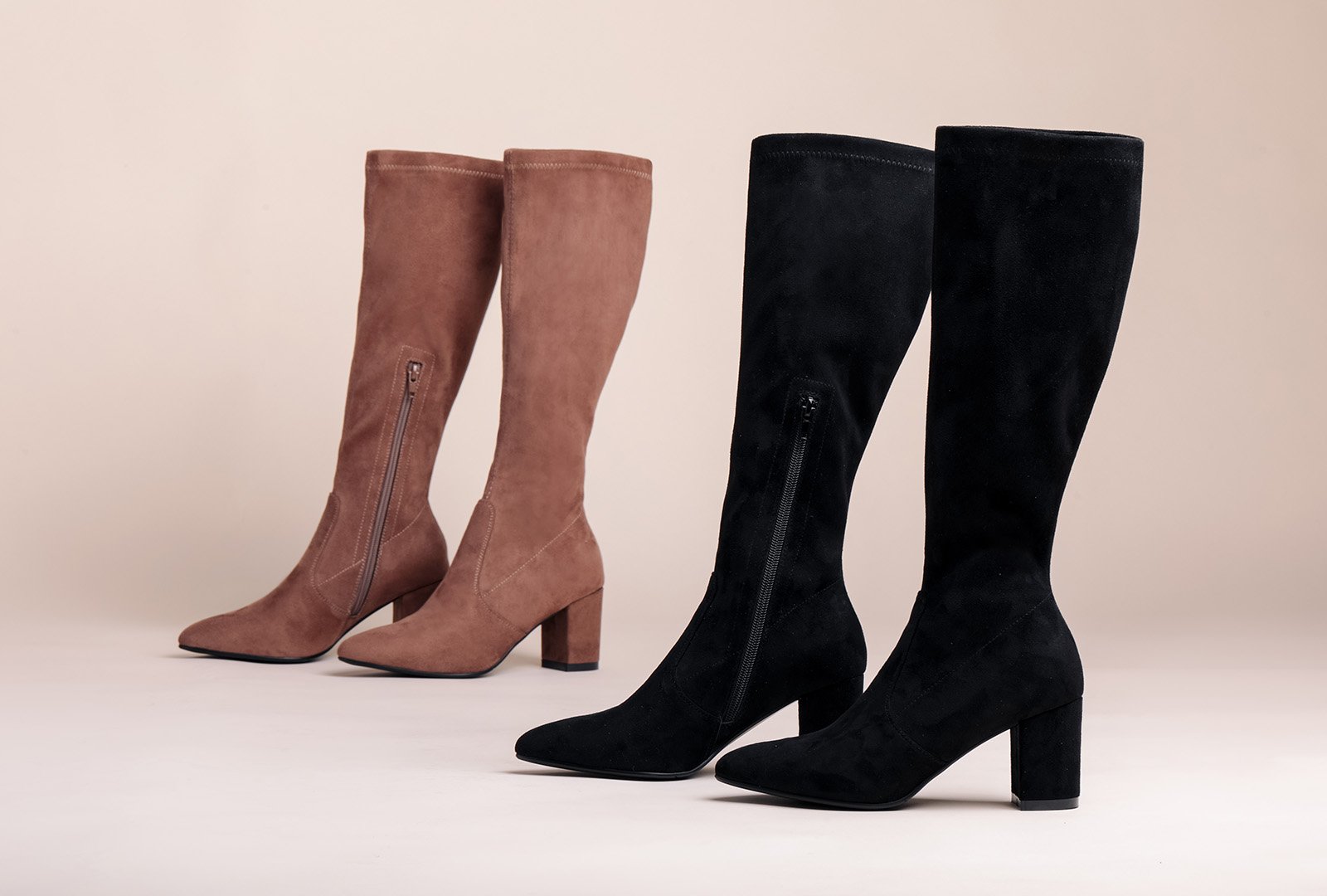 petite boots narrow slim calf suede boots