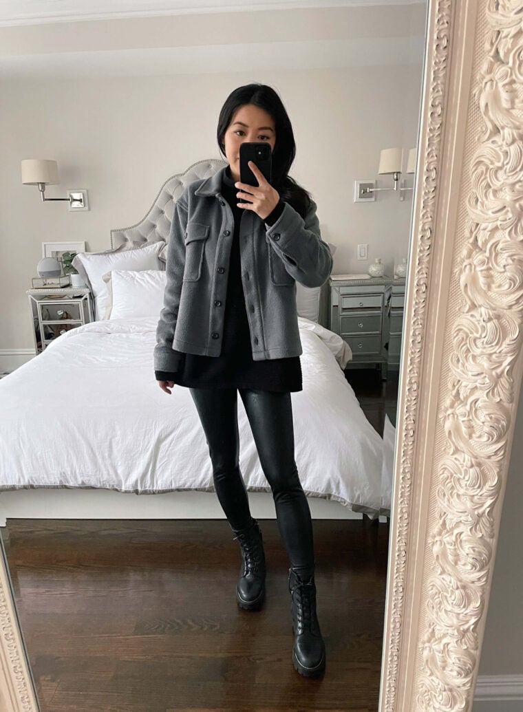 shirt jacket petite commando leather leggings (1)