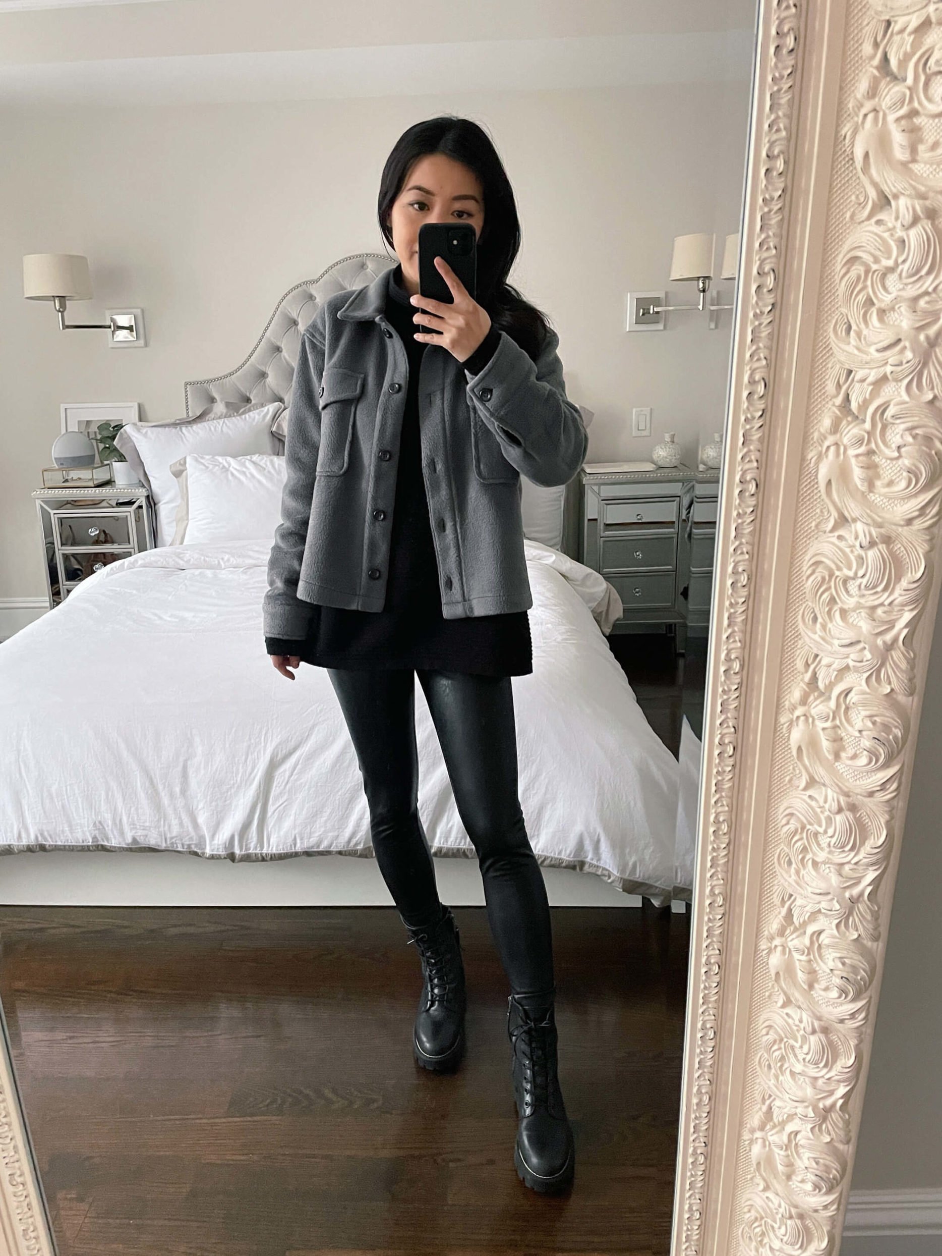 shirt jacket petite commando leather leggings (1)