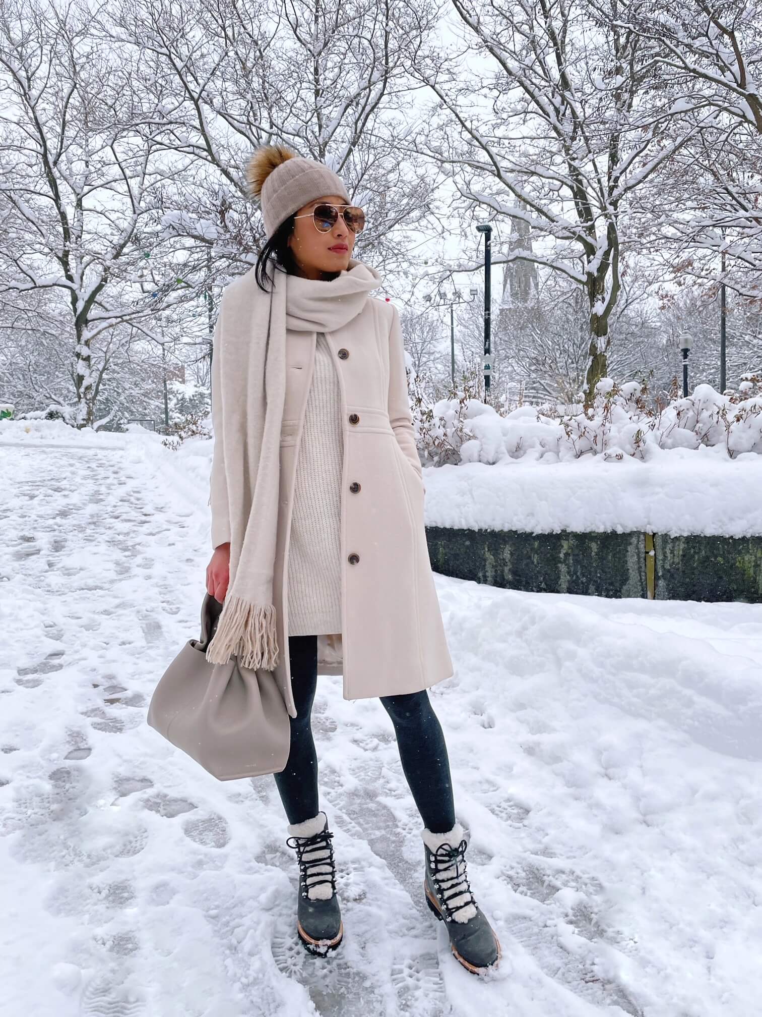 cream and taupe winter outfit