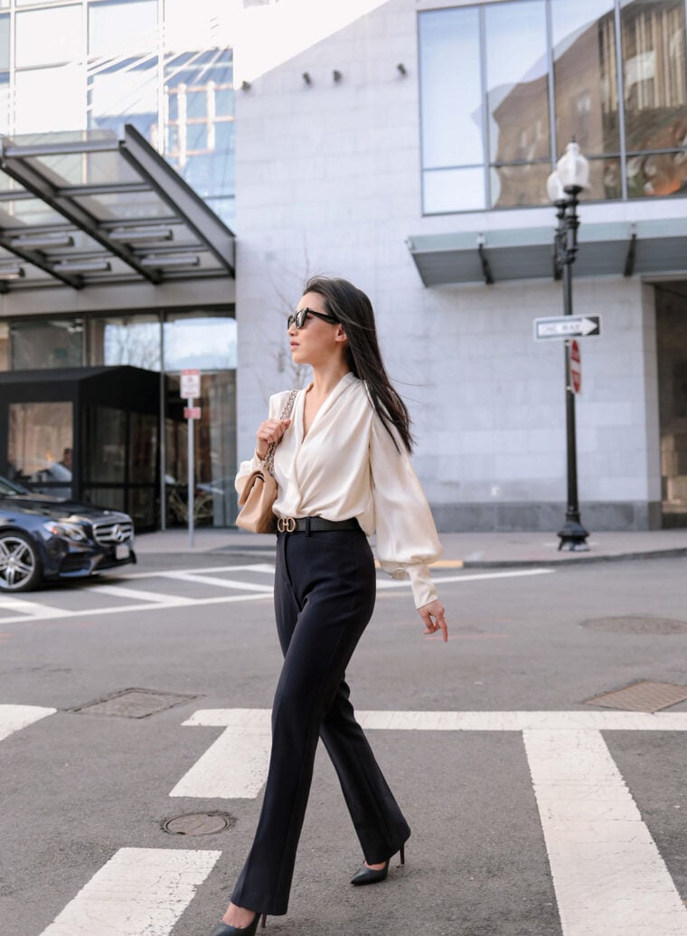 petite workwear navy pants boston blogger