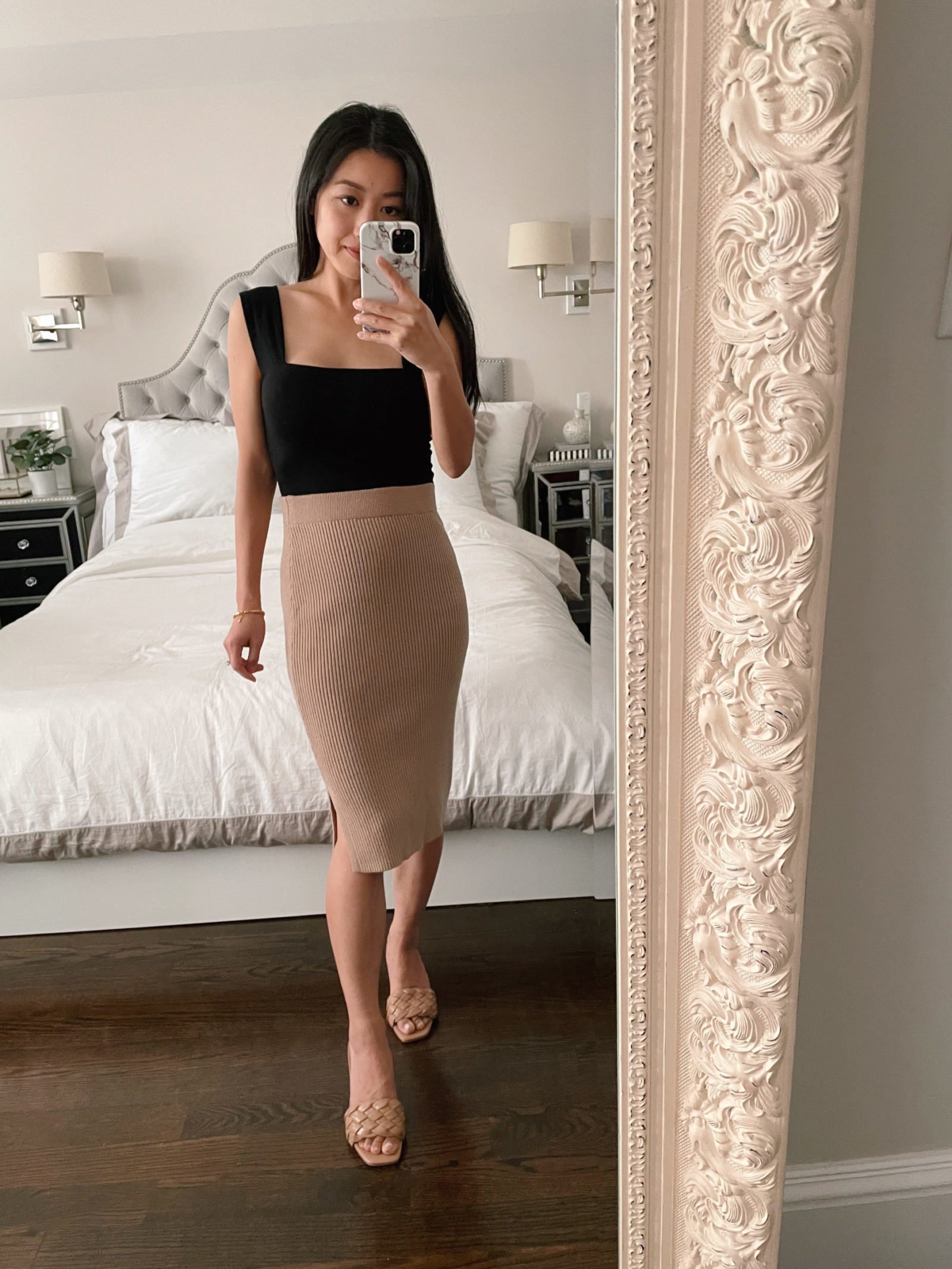 reformation clarke black top petite