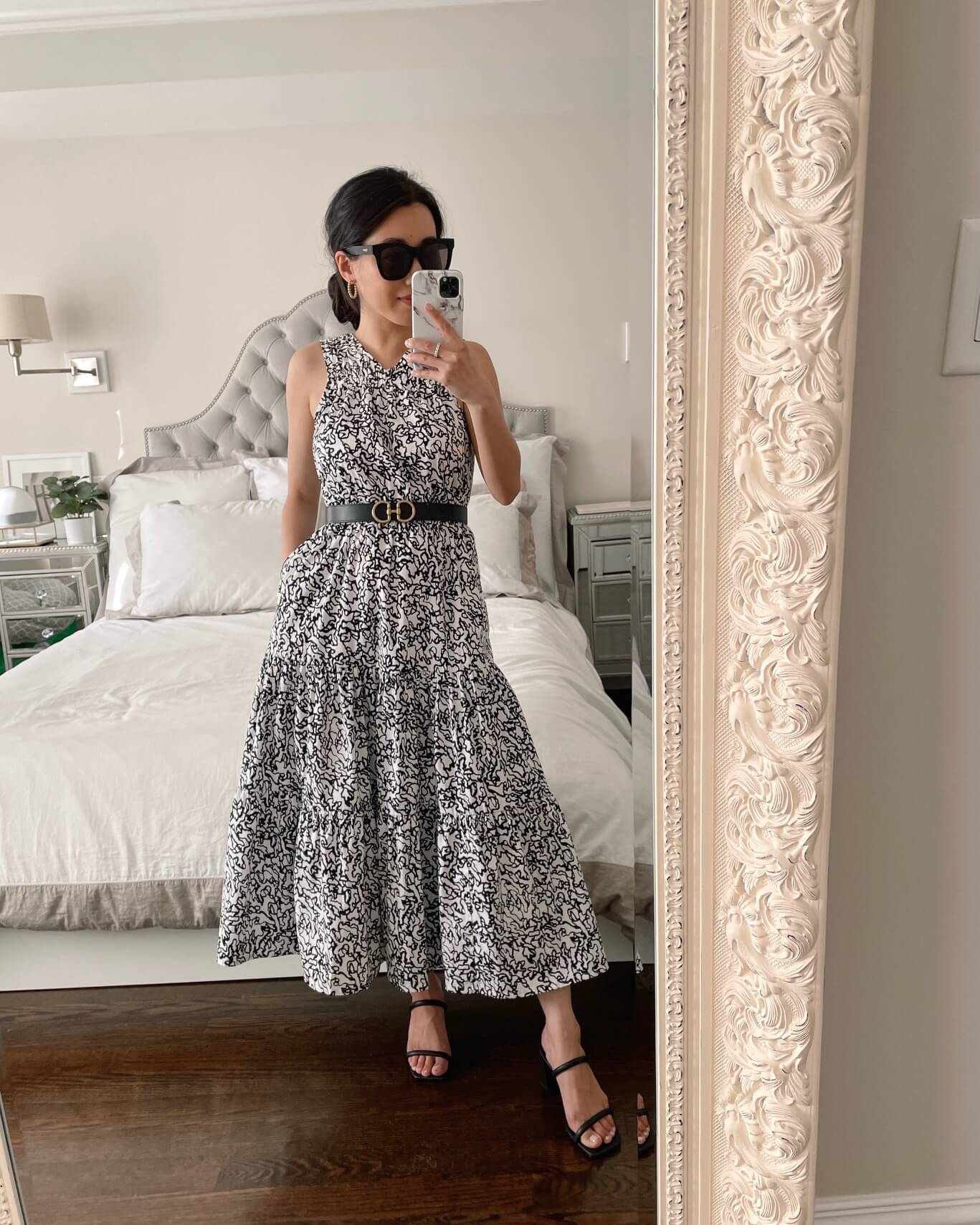 petite black and white dress