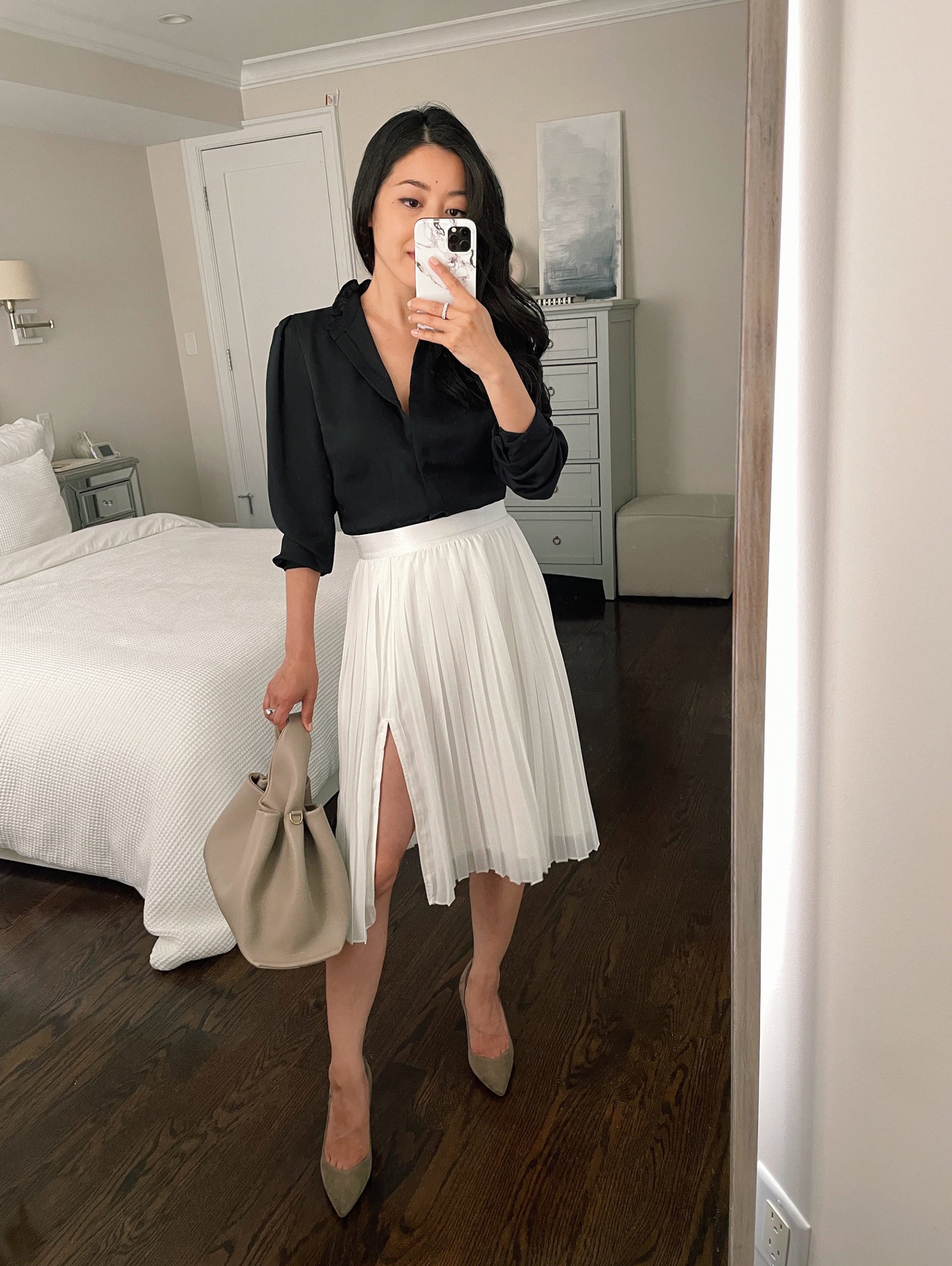 edited pieces petite pleated skirt outfit