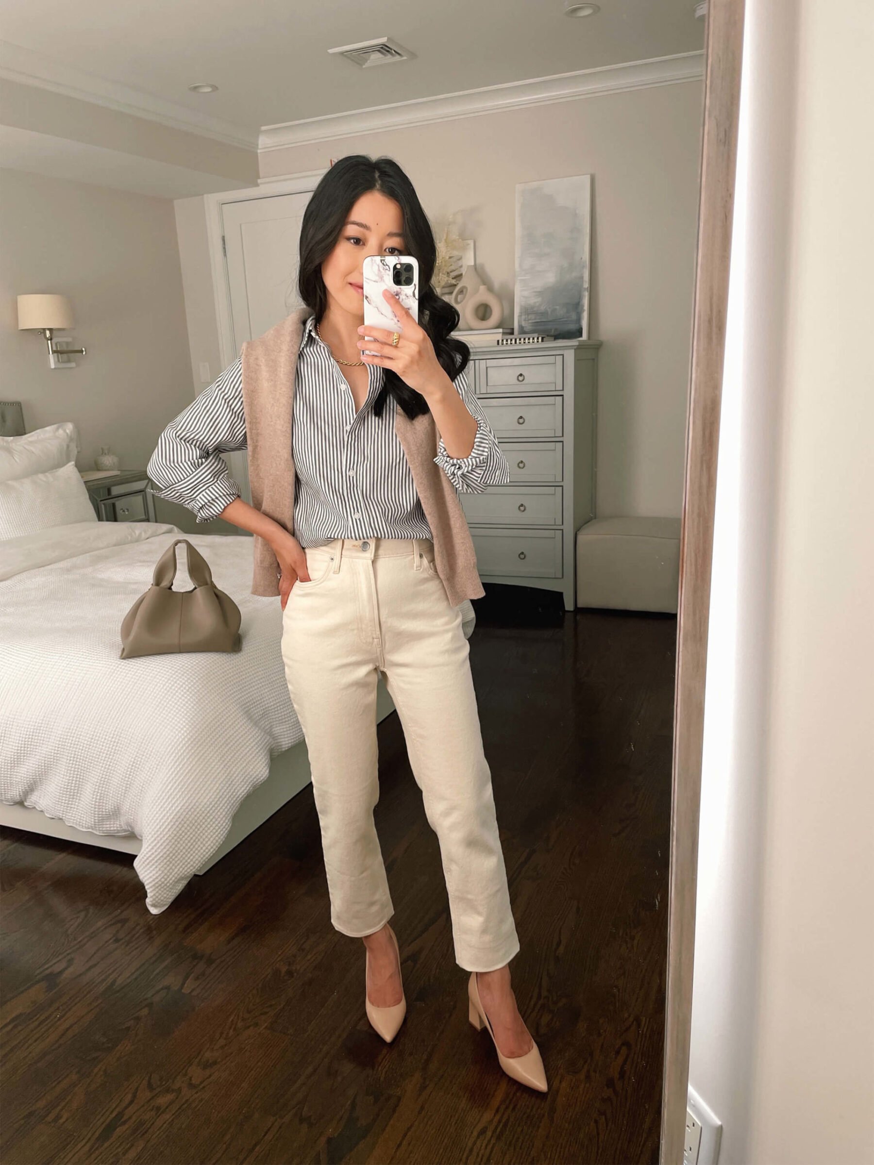 everlane straight jeans ecru petite smart casual outfits
