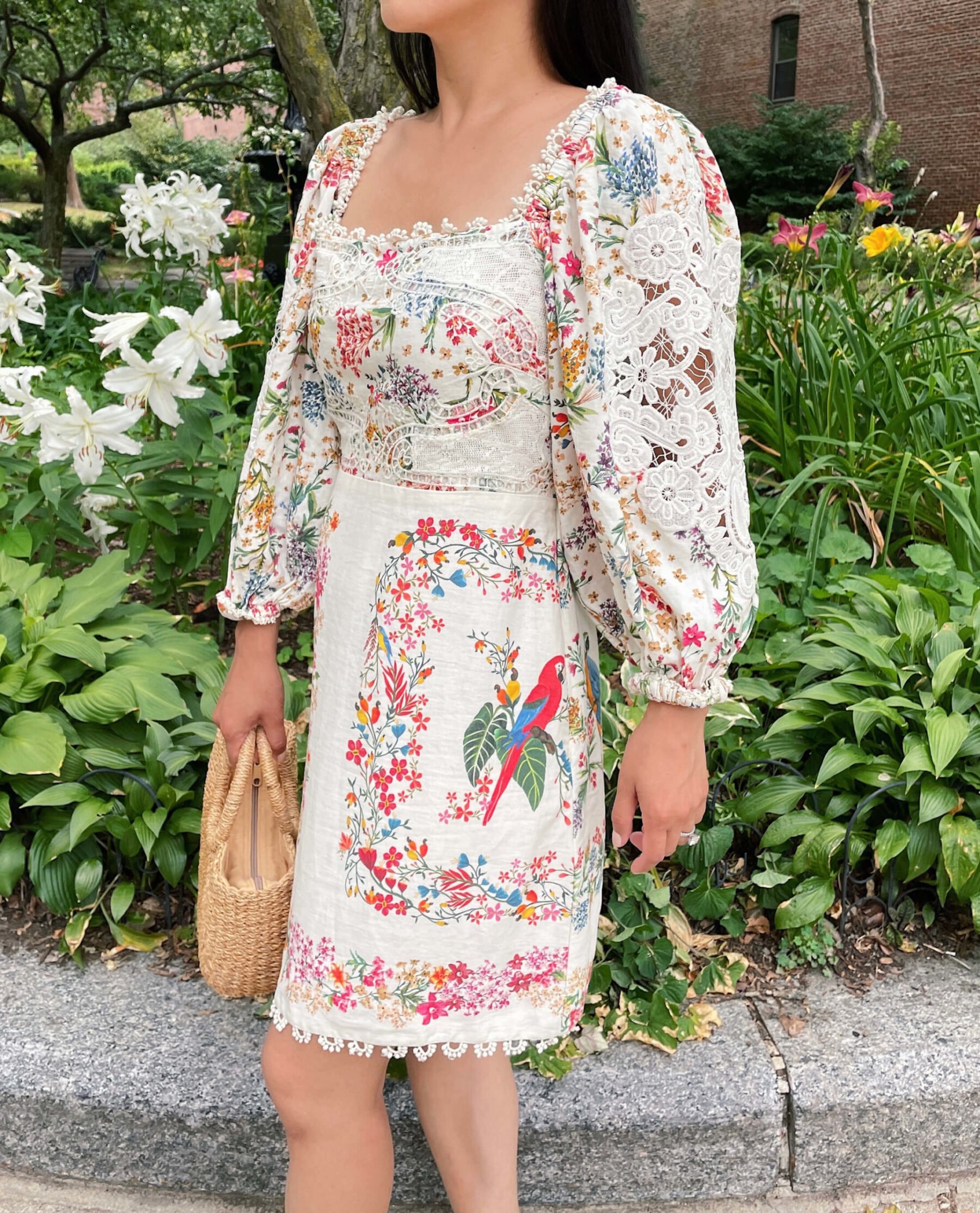 farm rio delicate forest linen dress petite vacation resort outfit