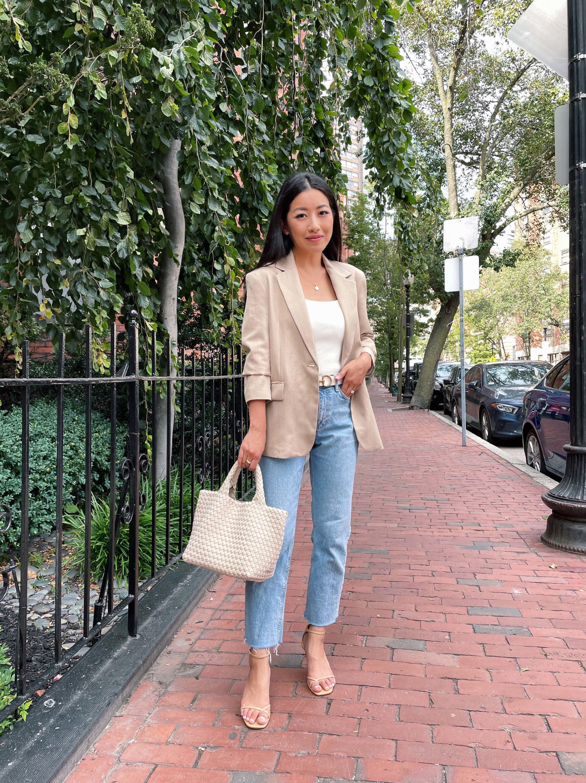fall 2022 petite smart casual blazer work outfit
