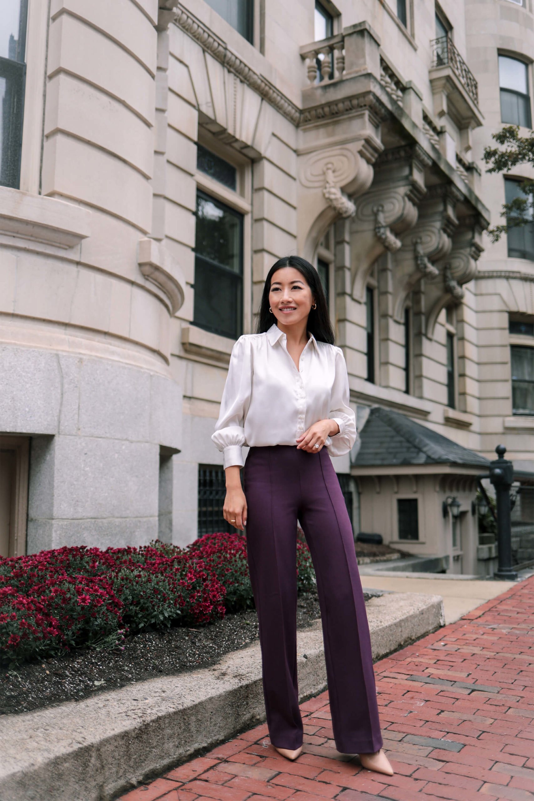ann taylor petite fall pants purple