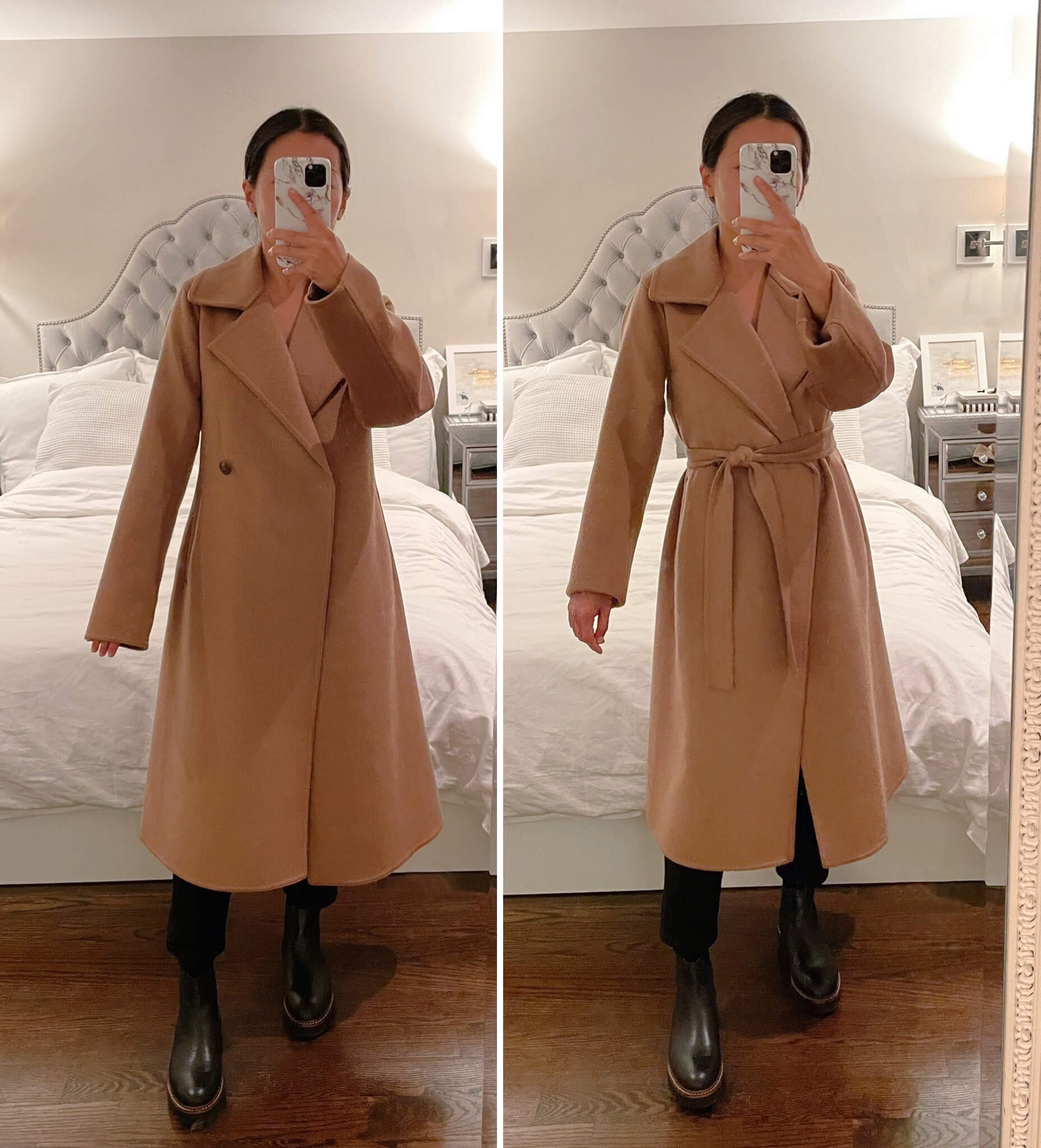 uniqlo camel wool long coat xxs petite review try on