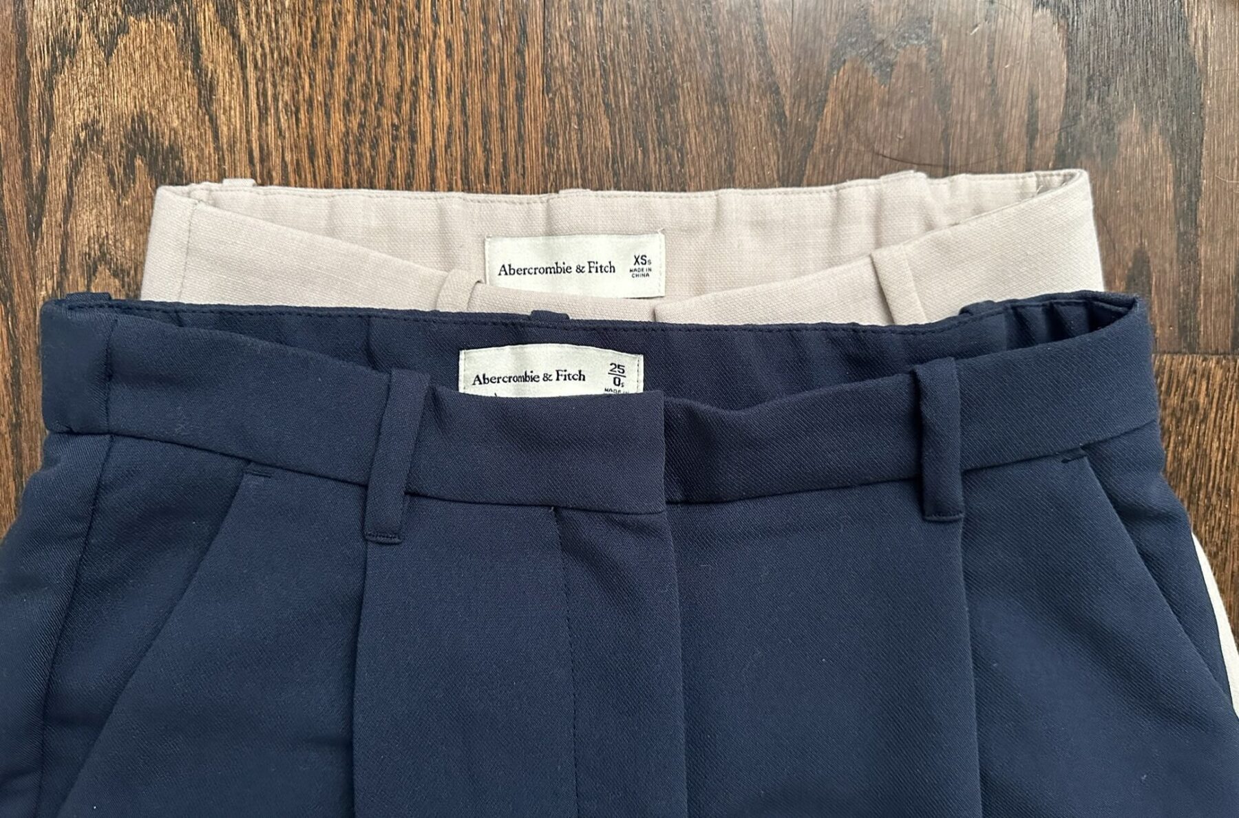 Abercrombie straight leg pants vs wide leg pants comparison