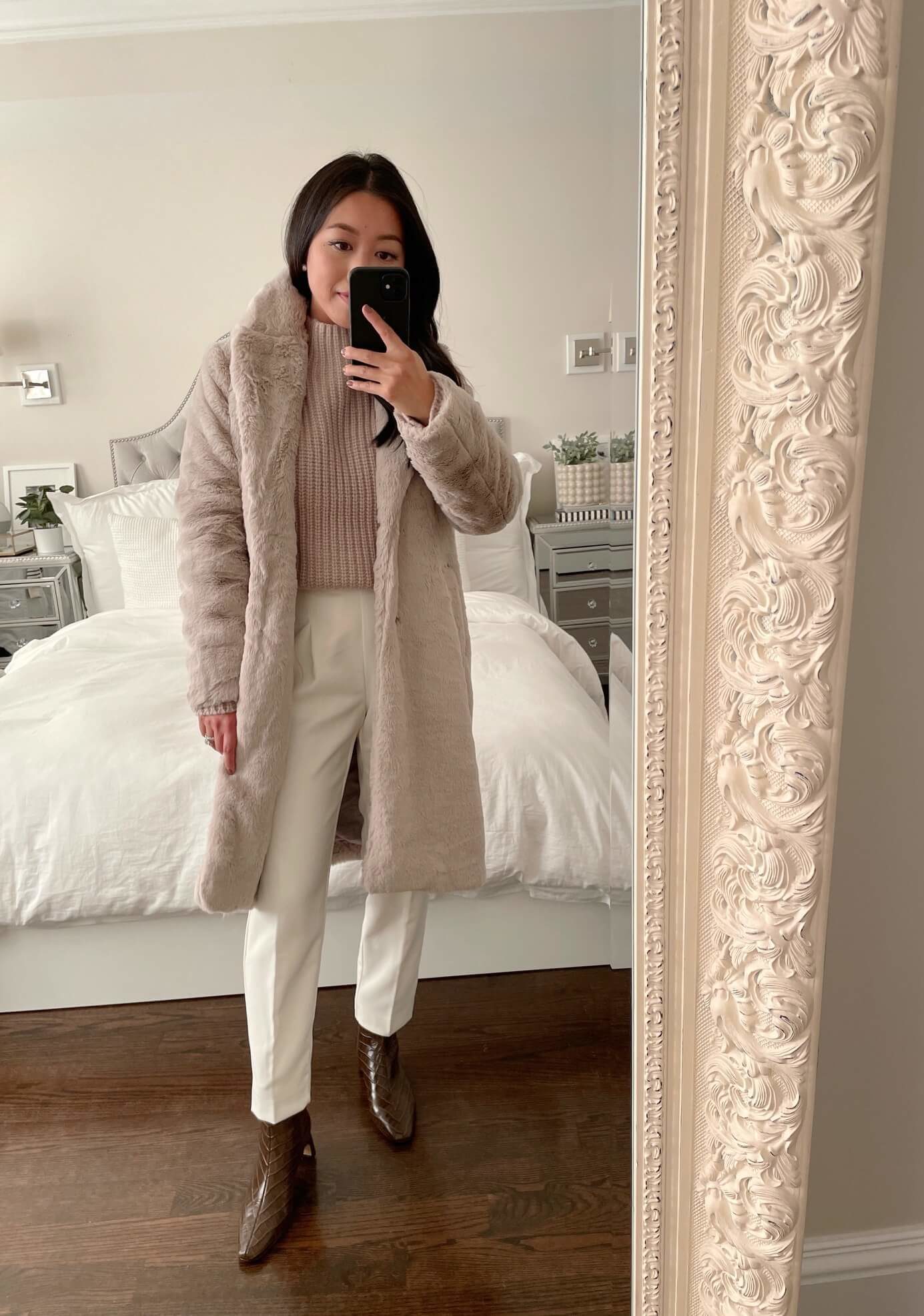 petite faux fur coat business casual