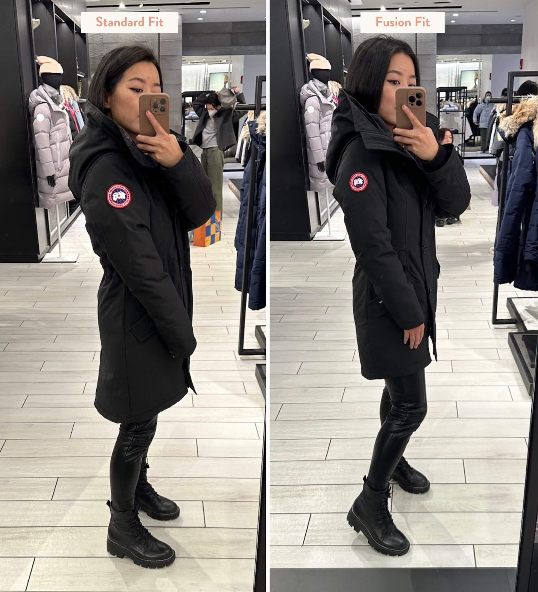 Canada Goose Rossclair standard fit vs Fusion Fit try on
