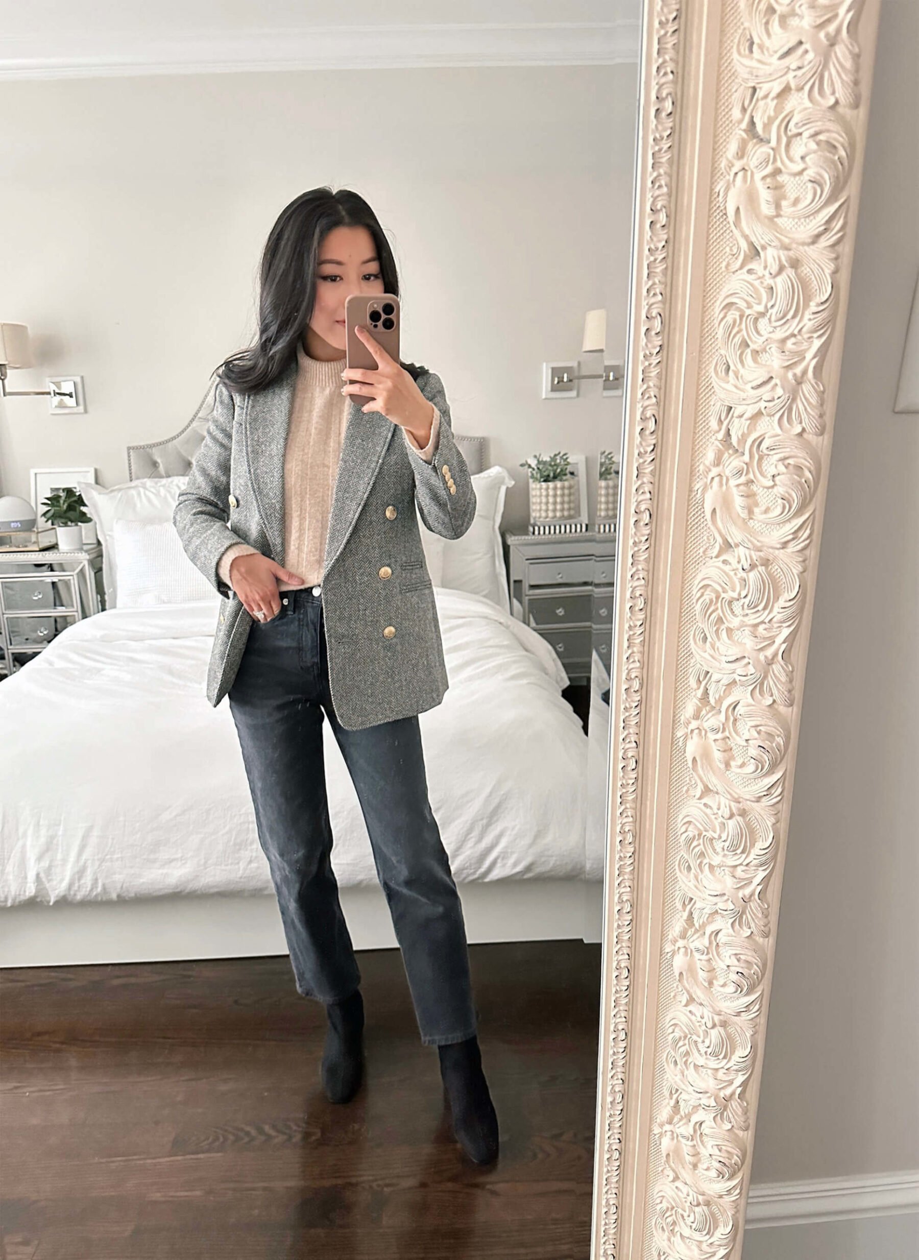 jcrew grey petite straight jeans