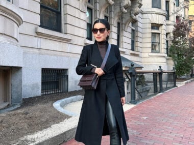 ted baker black rose wool wrap coat crop