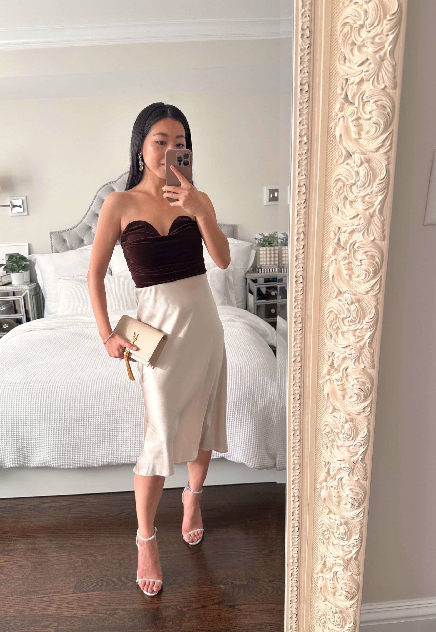 slip skirt velvet corset NYE party outfit