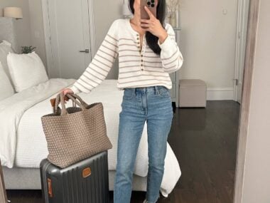 casual travel outfit madewell vintage jeans petite naghedi medium