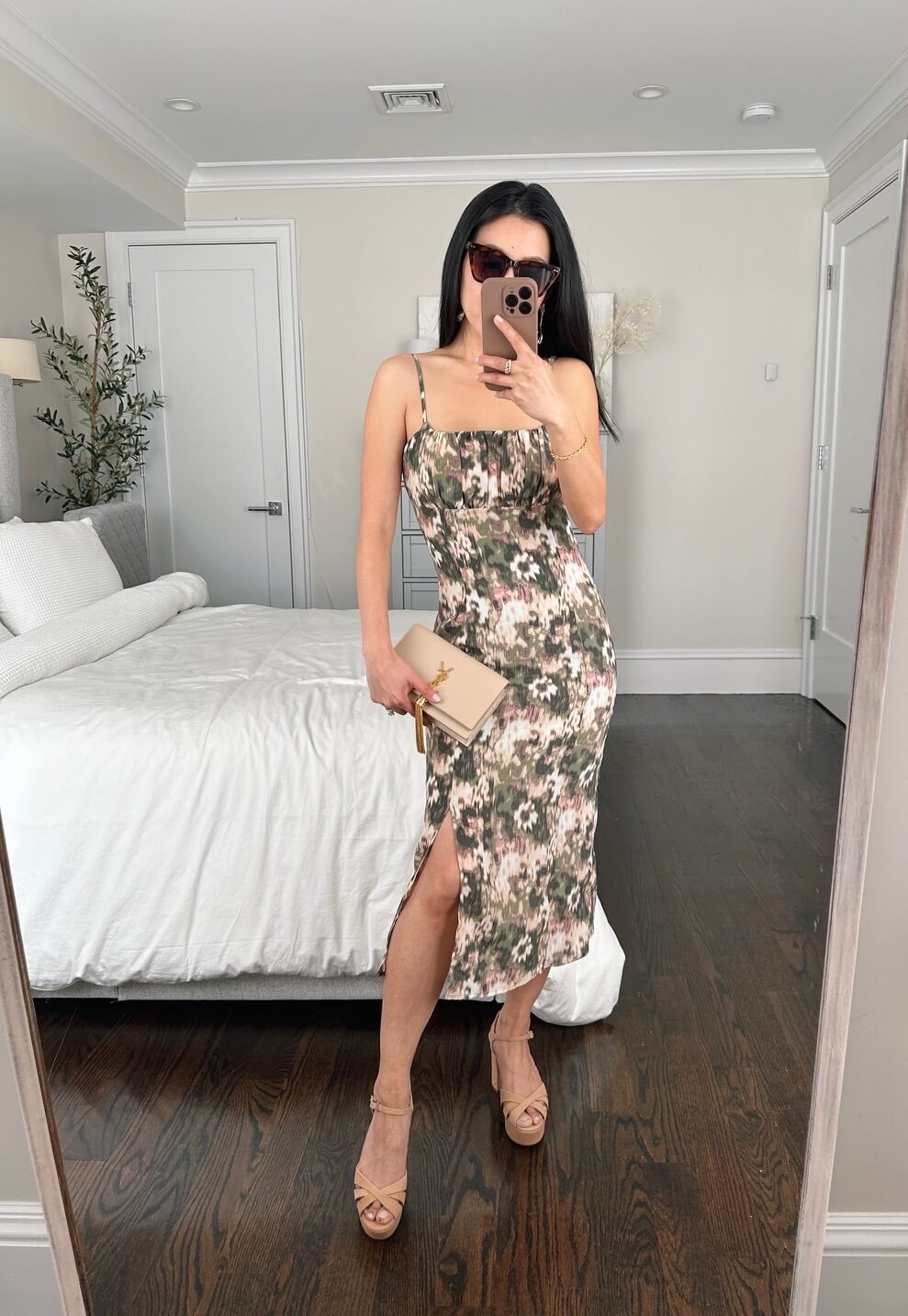 nordstrom floral wedding guest dress schutz keefa